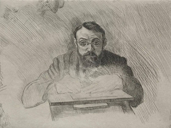 马蒂斯金属板干刻版画《自画像》