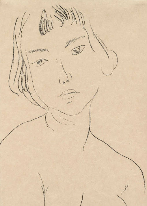 马蒂斯石版画《头部微向左倾》