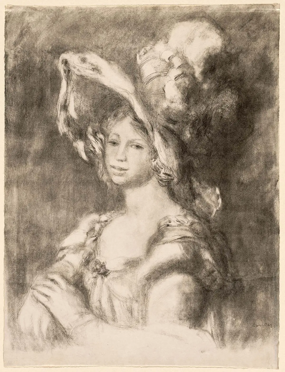 雷诺阿石版画人物《迪特勒半身像》