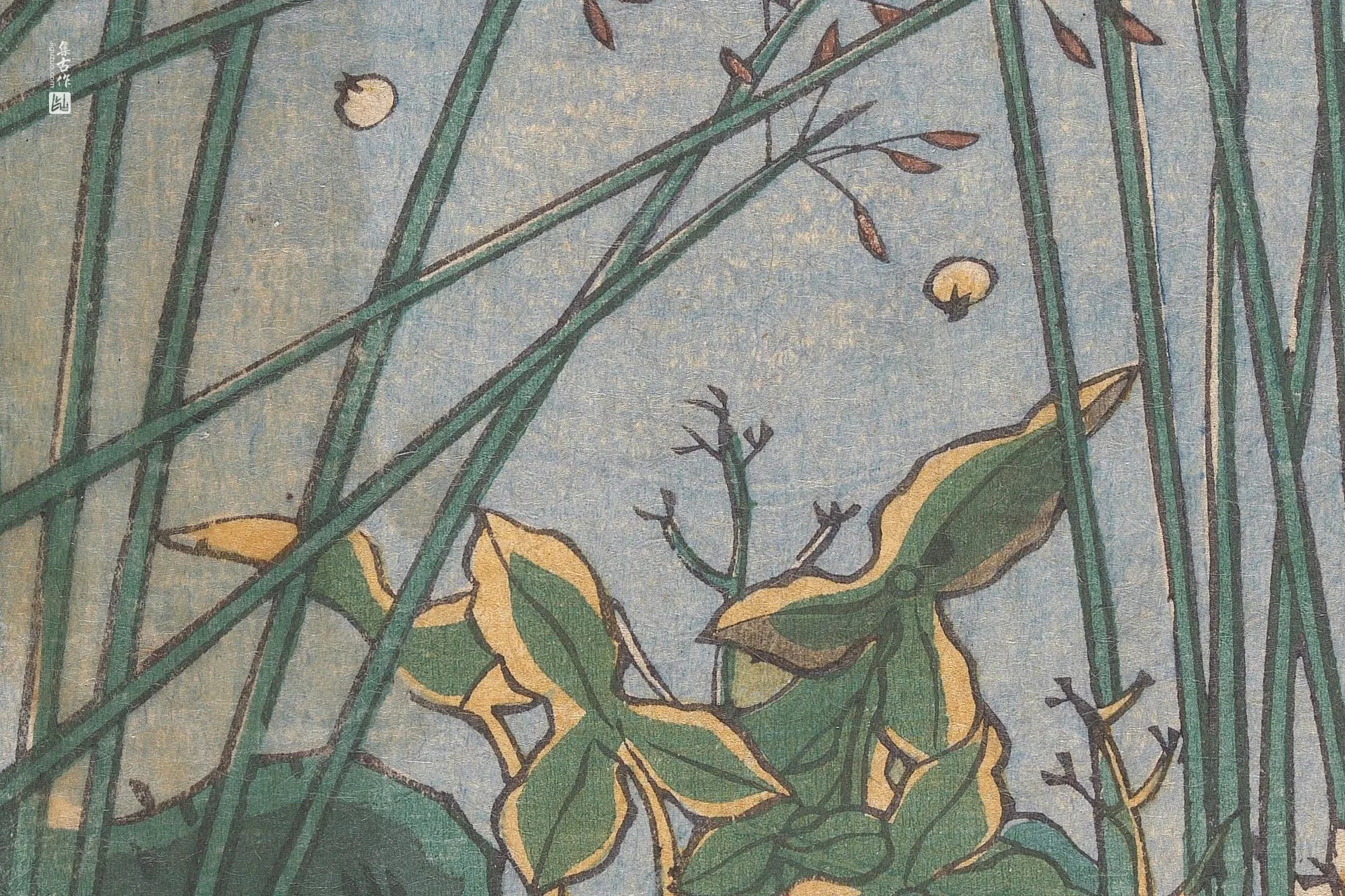 月冈芳年《有城堡的河流》高清局部 (2)