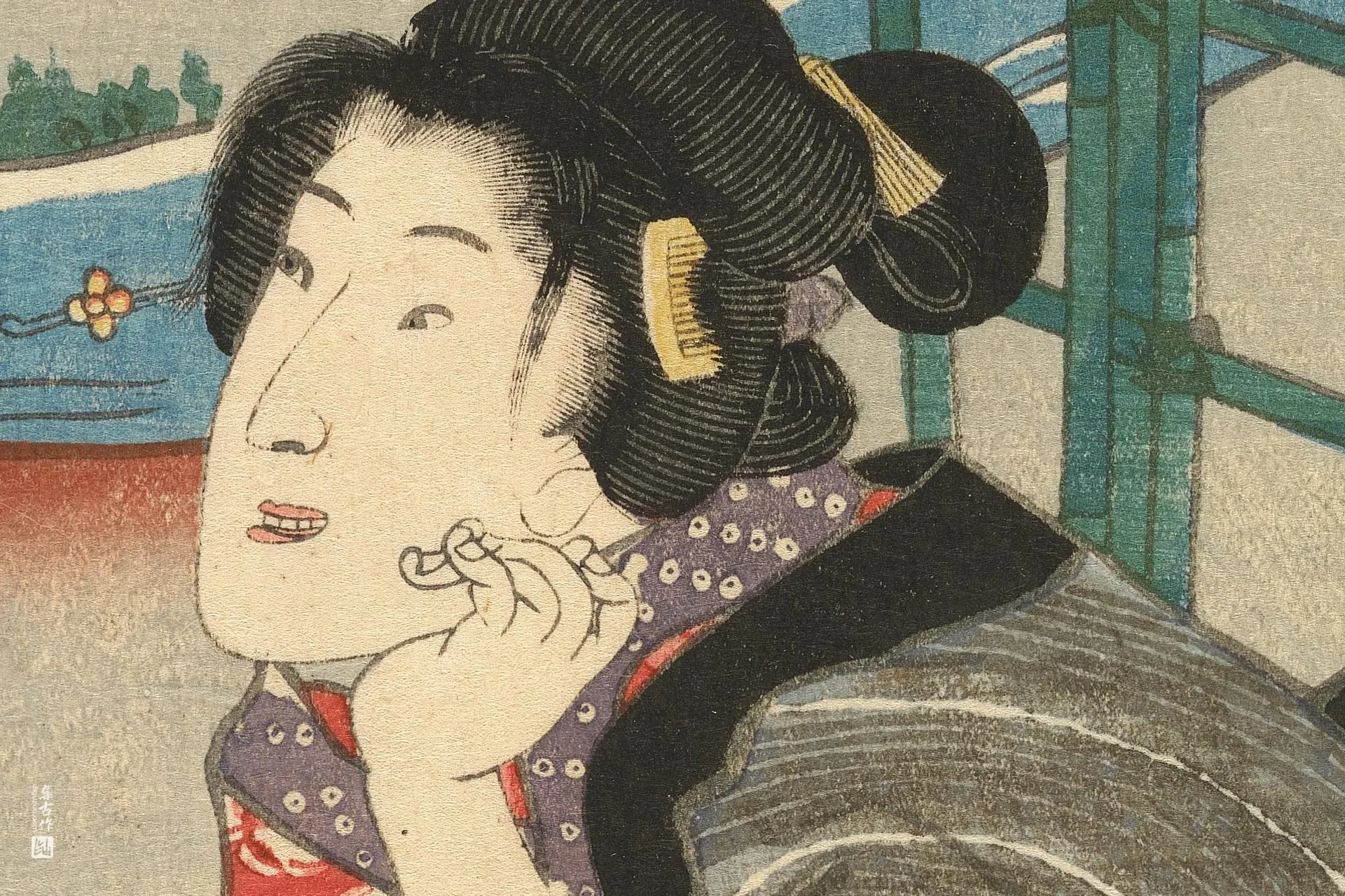 歌川国贞《凝望的女子》高清局部 (1)