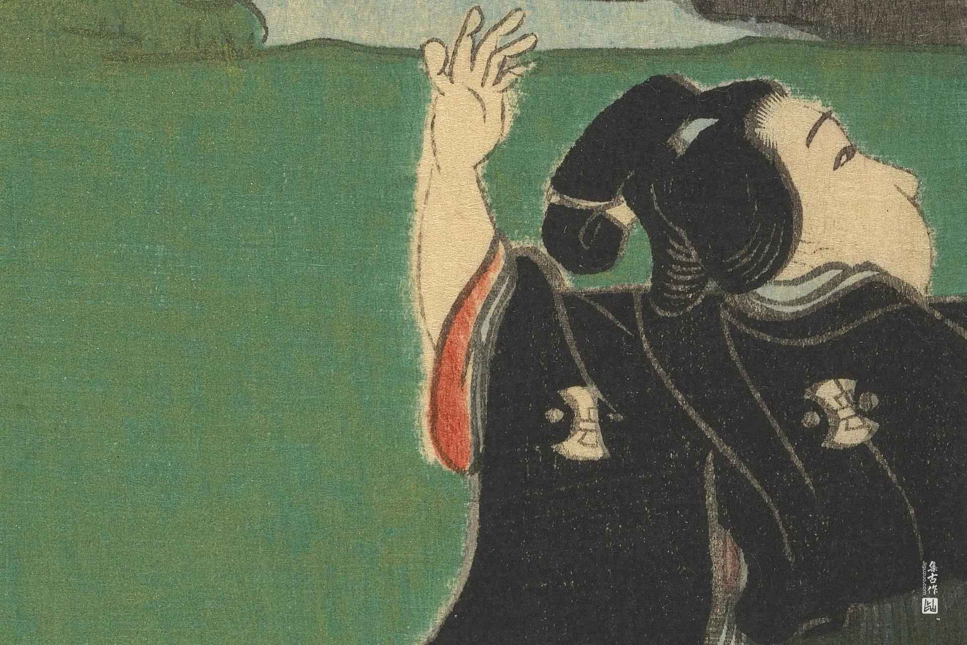 歌川国贞《乡村源氏与顽皮少年》高清局部 (2)