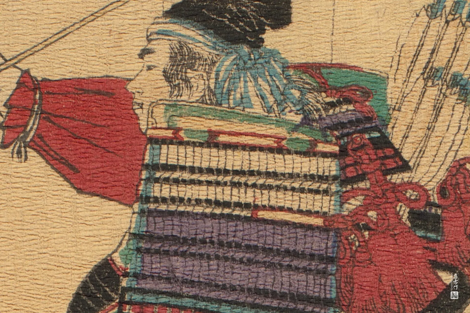 月冈芳年《根津八幡楼的花魁红梅》高清局部 (2)