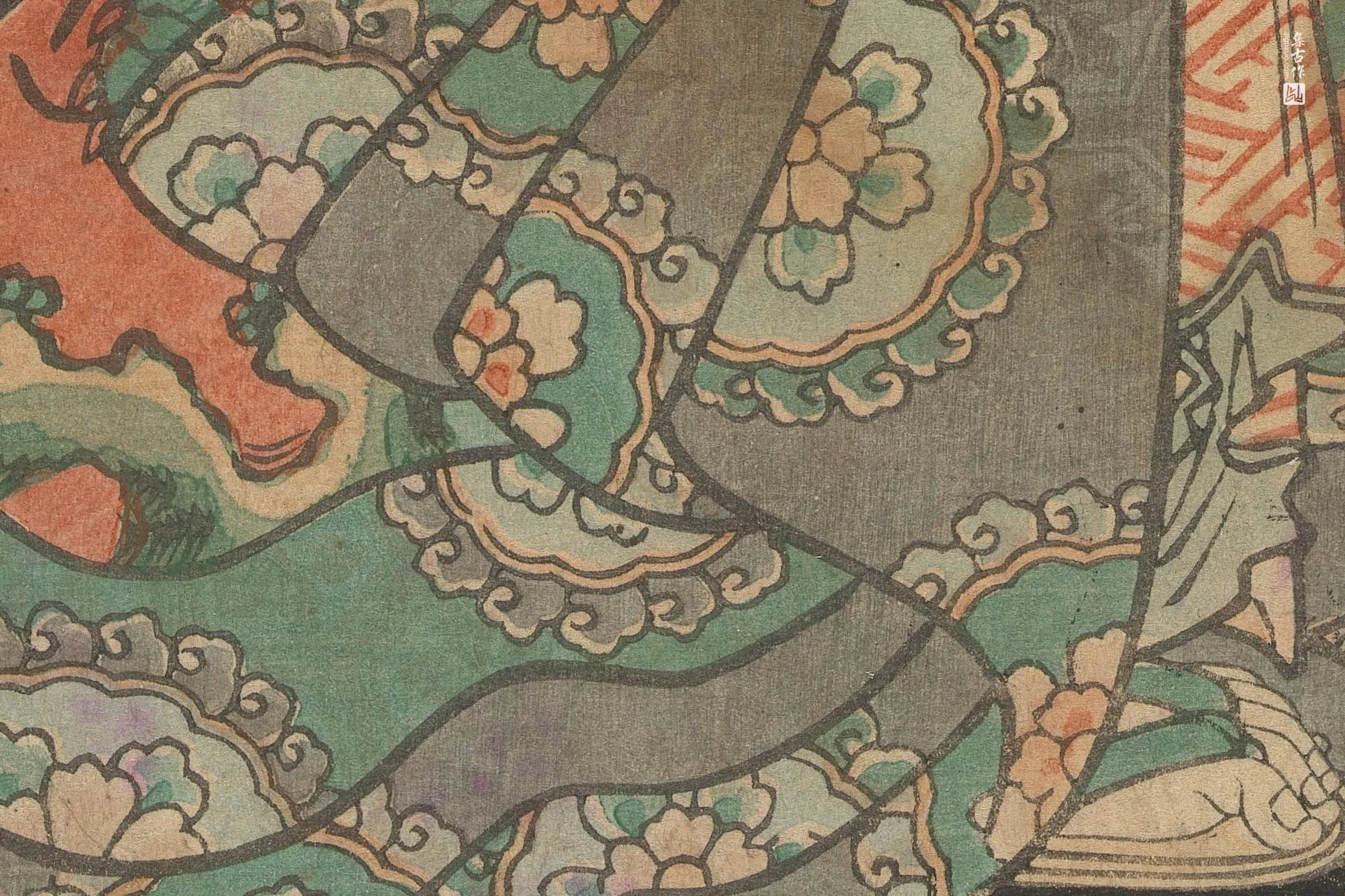 歌川国贞《春日霞中赏梅——妓女阿漕》高清局部 (3)