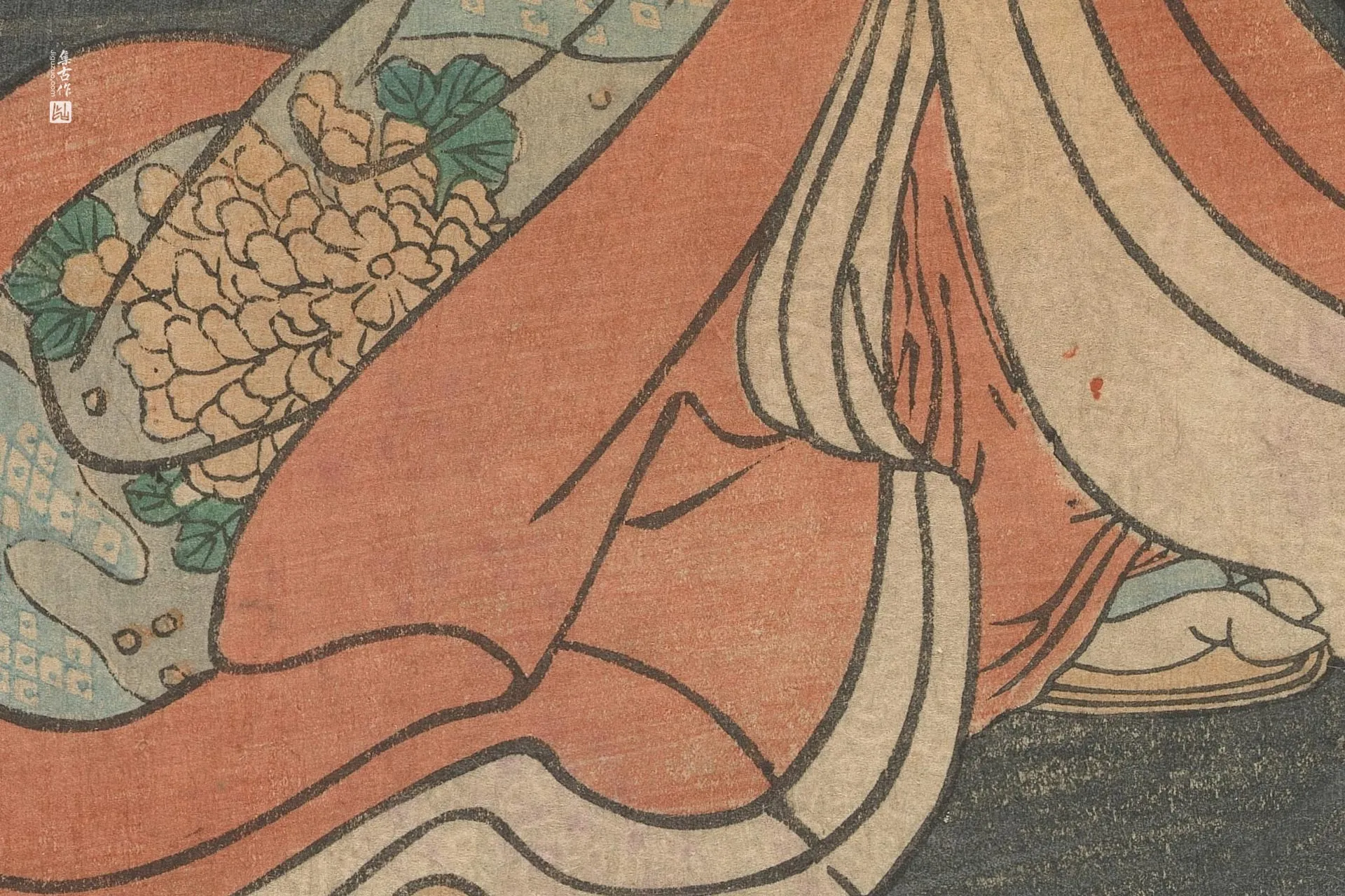 歌川国贞《春日霞中赏梅,紫之上夫人》高清局部 (3)