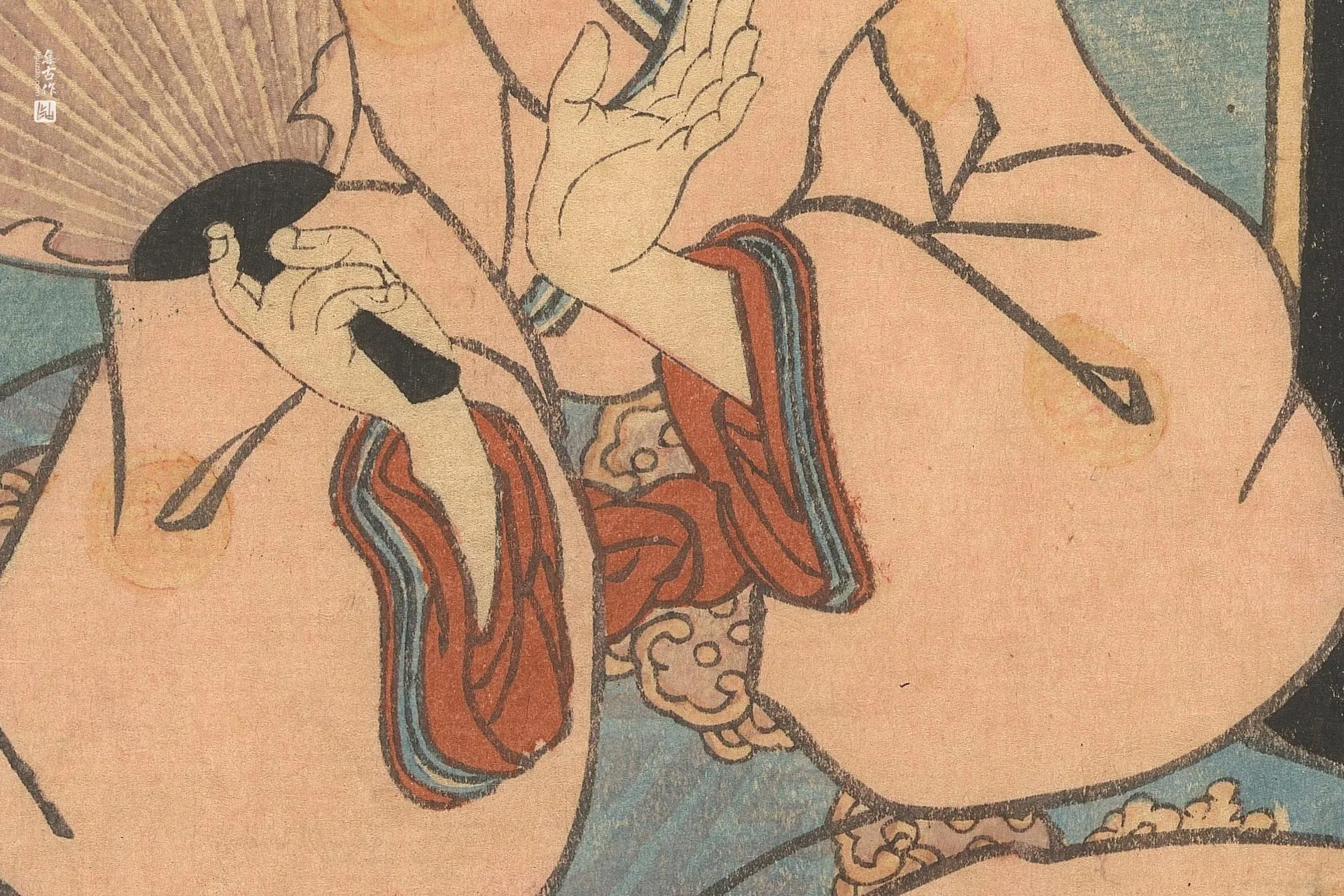 歌川国贞《正冈宫女坐在讲台旁》高清局部 (2)
