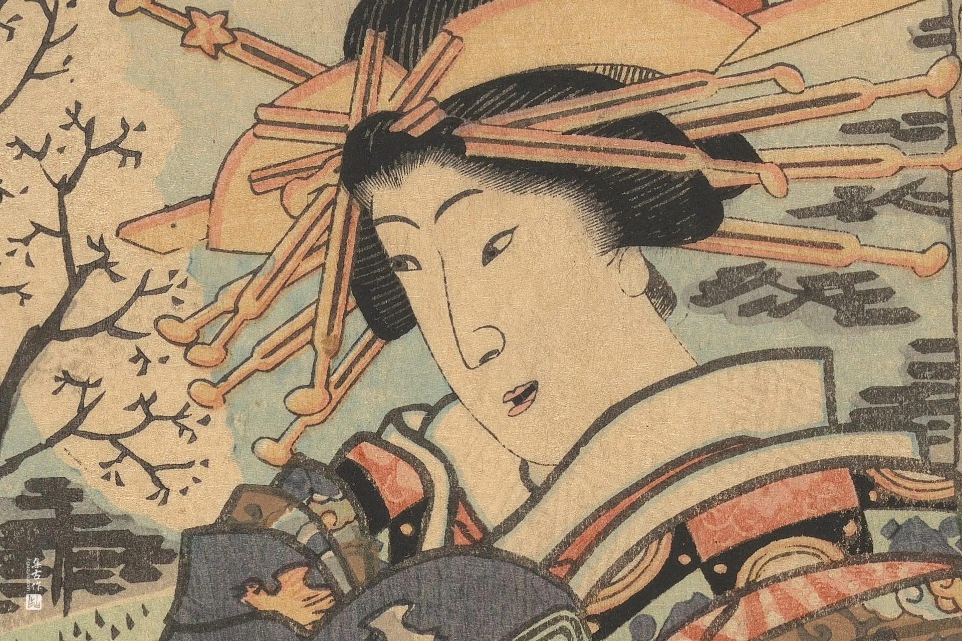 歌川国贞《站立的花魁》高清局部 (1)