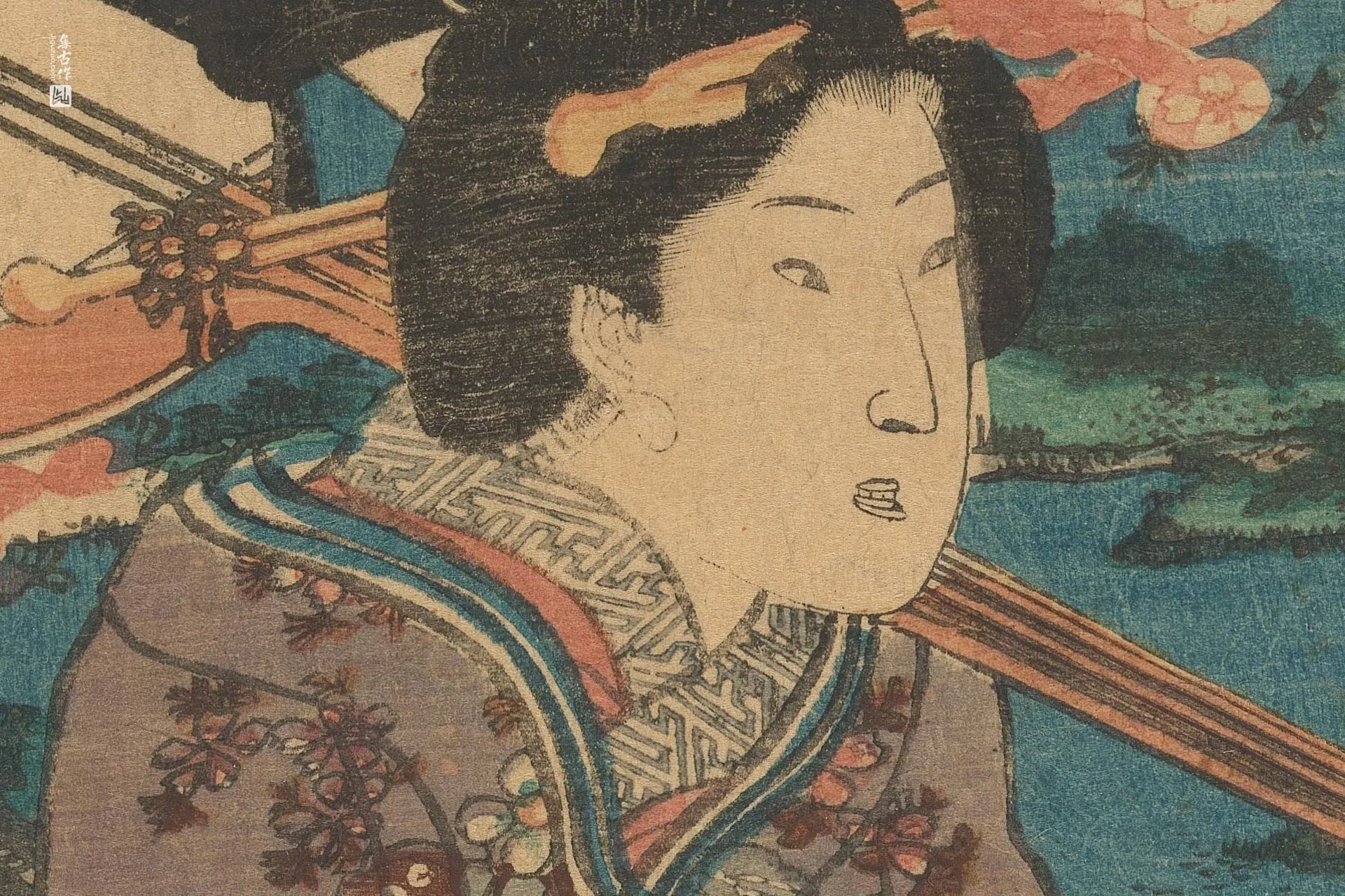歌川国贞《花园中的花卉游戏》高清局部 (1)