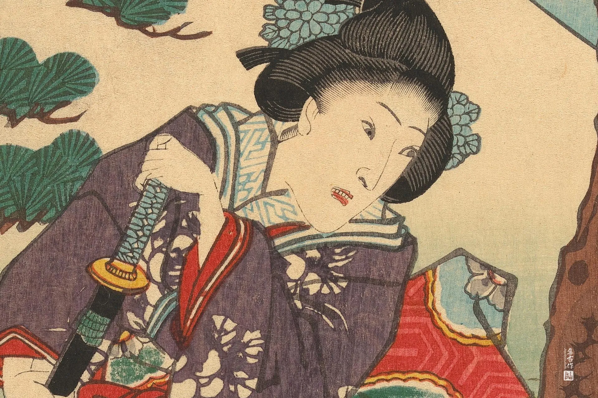 歌川国贞《第三幕》高清局部 (1)