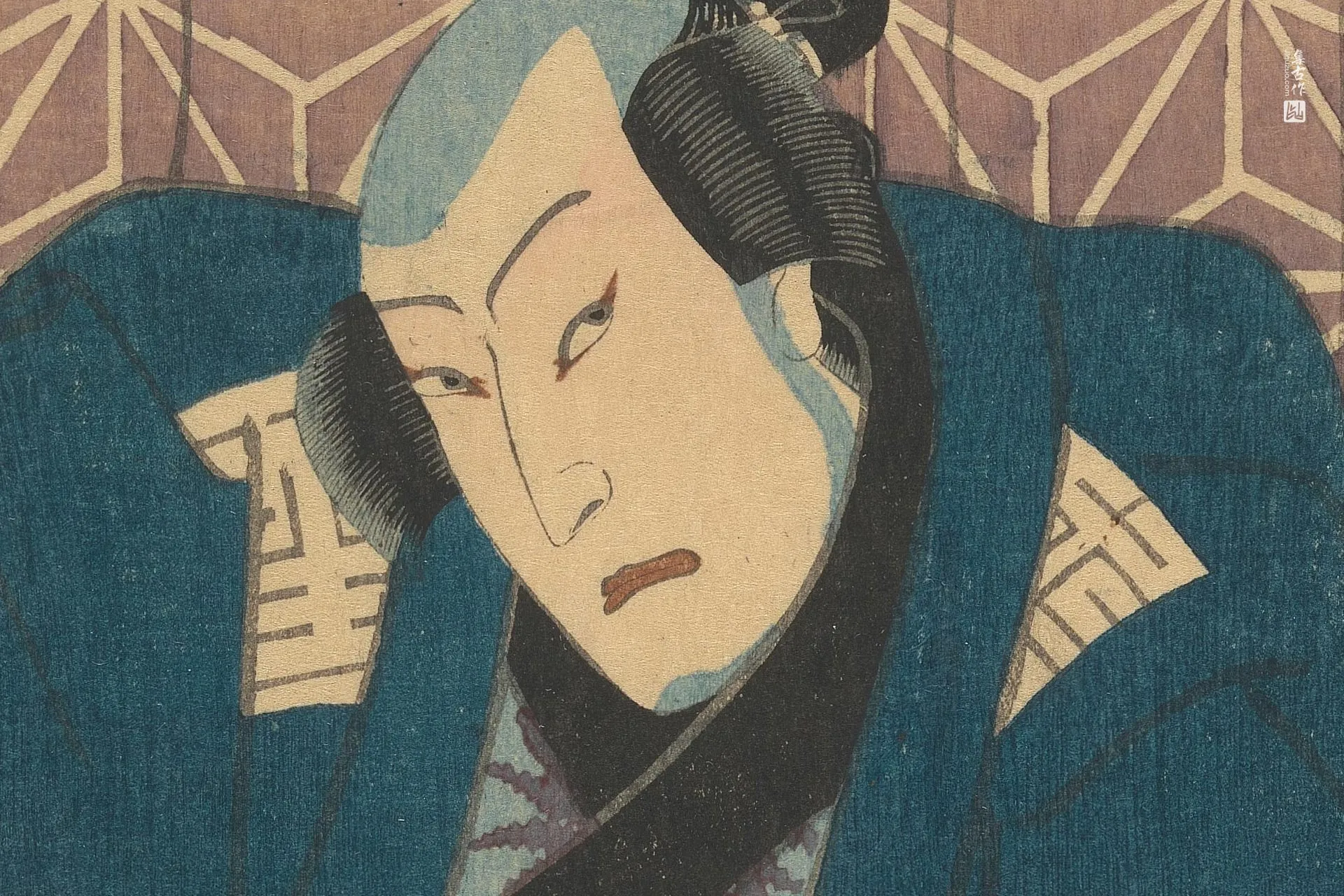 歌川国贞《演员坂东彦三郎饰演寺冈平右卫门》高清局部 (1)