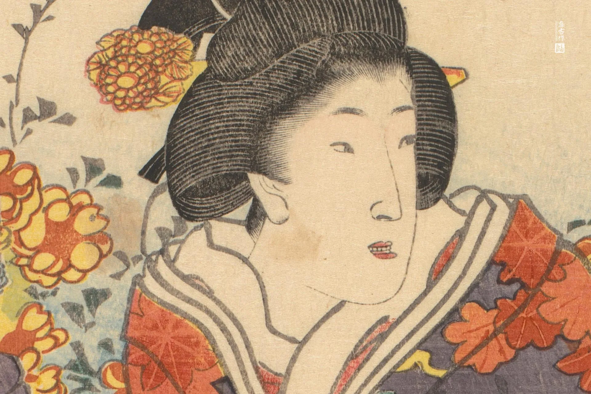 歌川国贞《站在河中的女人》高清局部 (1)