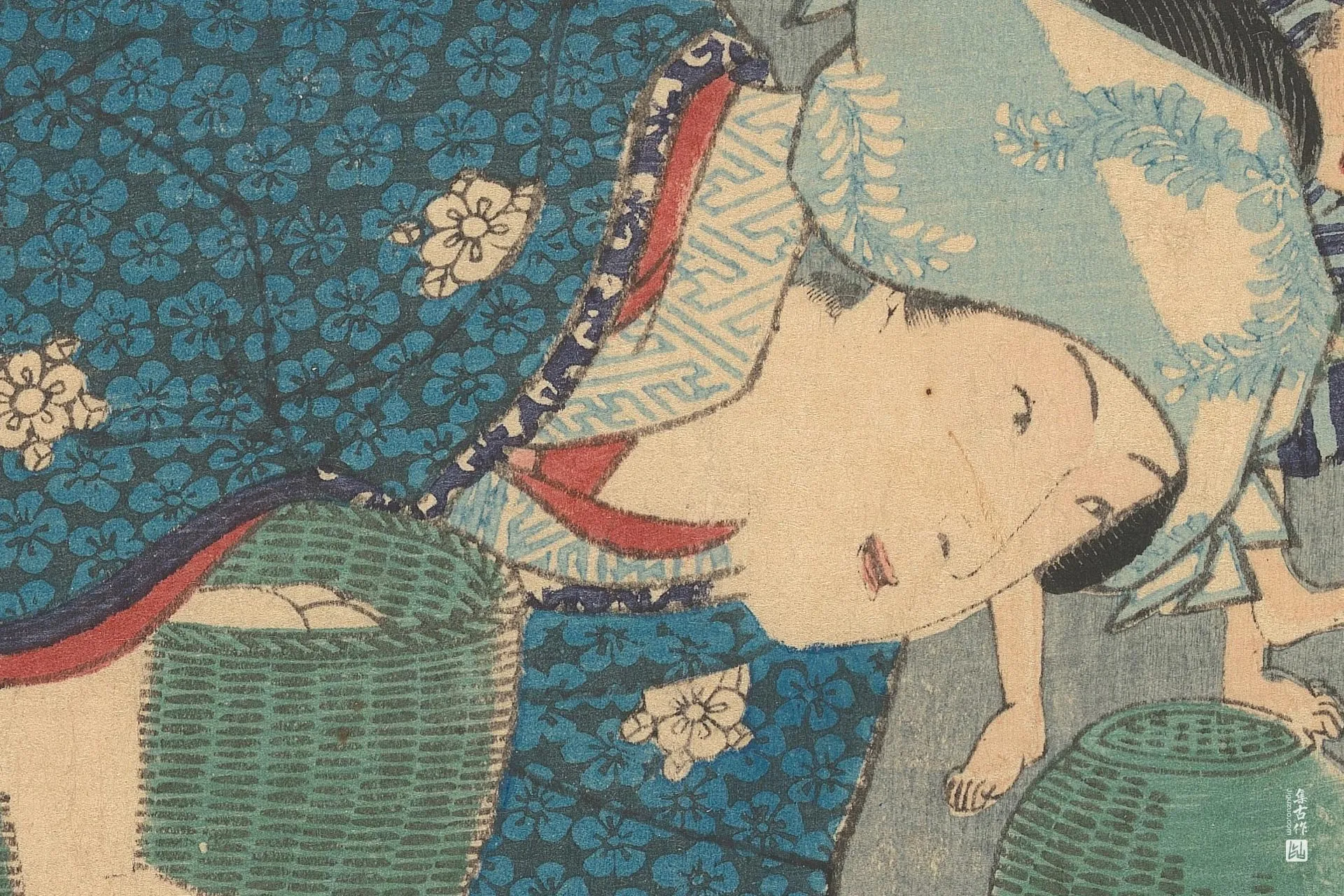 歌川国贞《拾贝的女子》高清局部 (1)