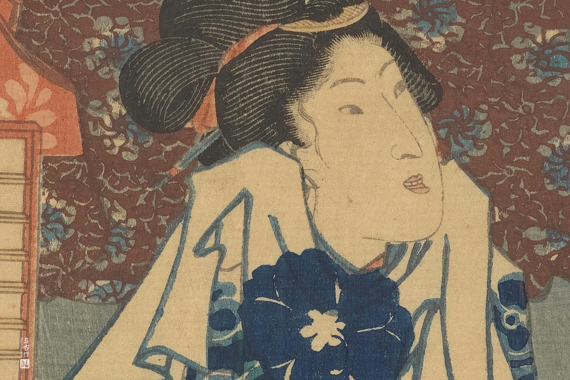 歌川国贞《在梳妆台上》高清局部 (1)