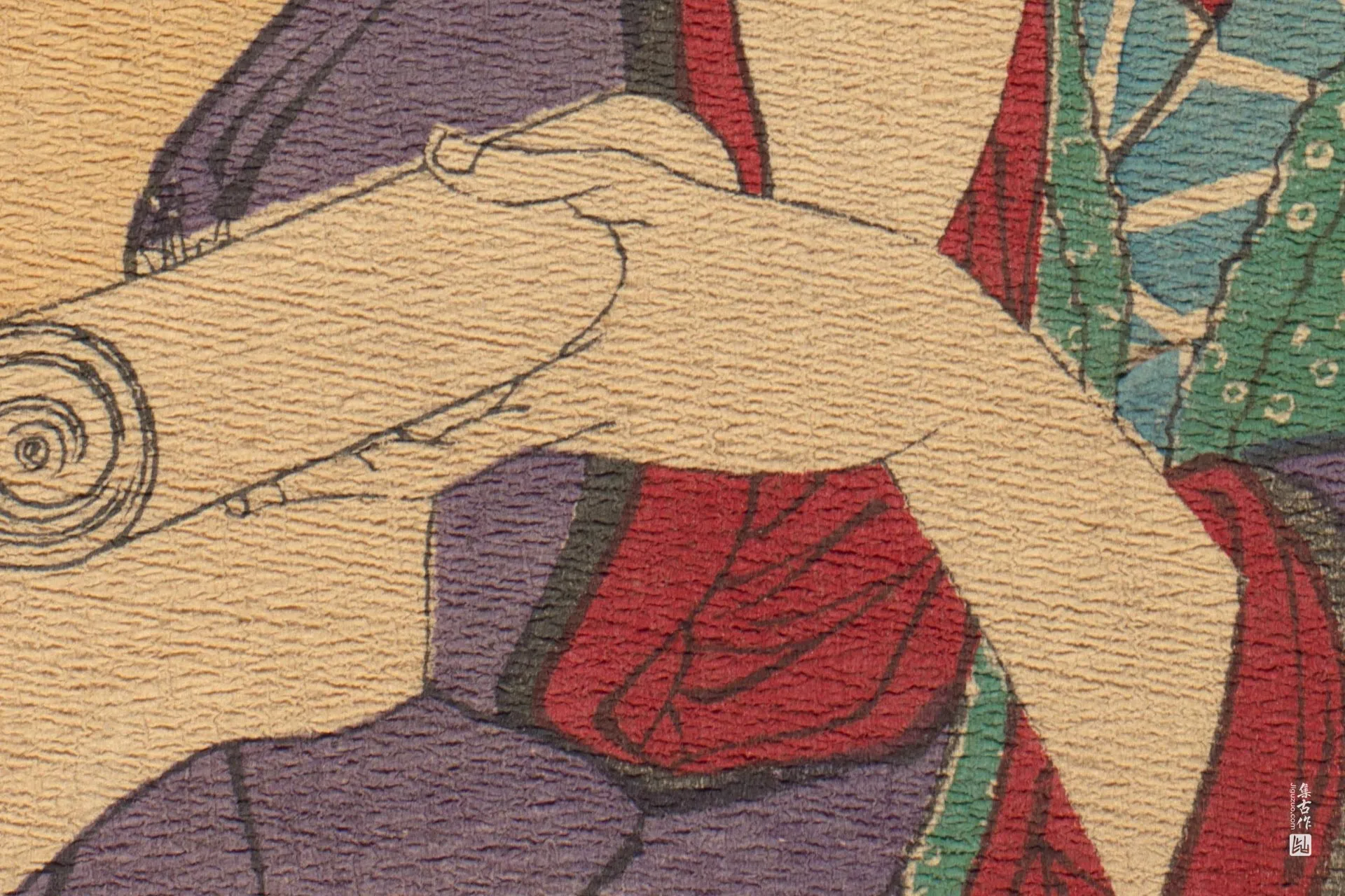 月冈芳年《根津八幡楼的花魁红梅》高清局部 (3)