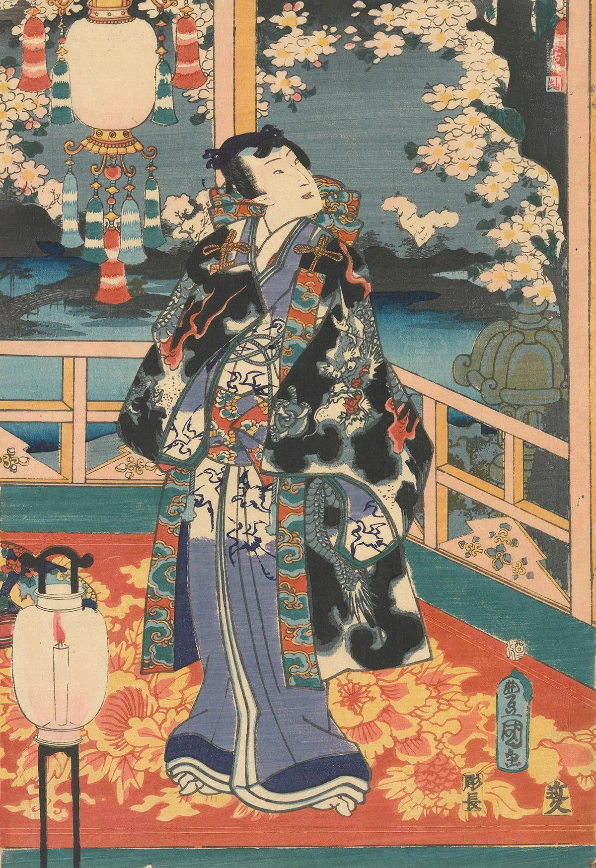 歌川国贞《源氏:夜花的沉思》