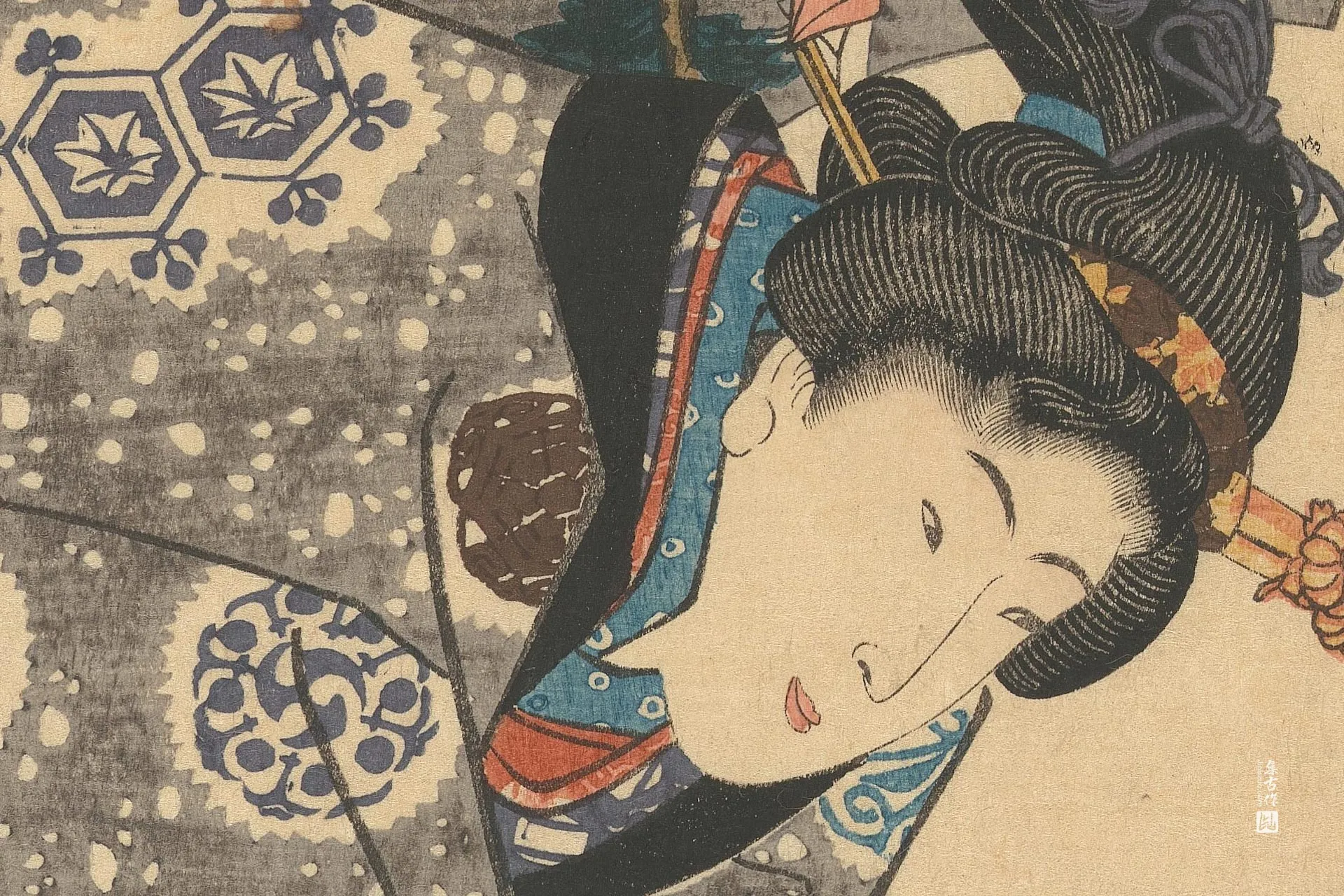 歌川国贞《关屋采草》高清局部 (1)