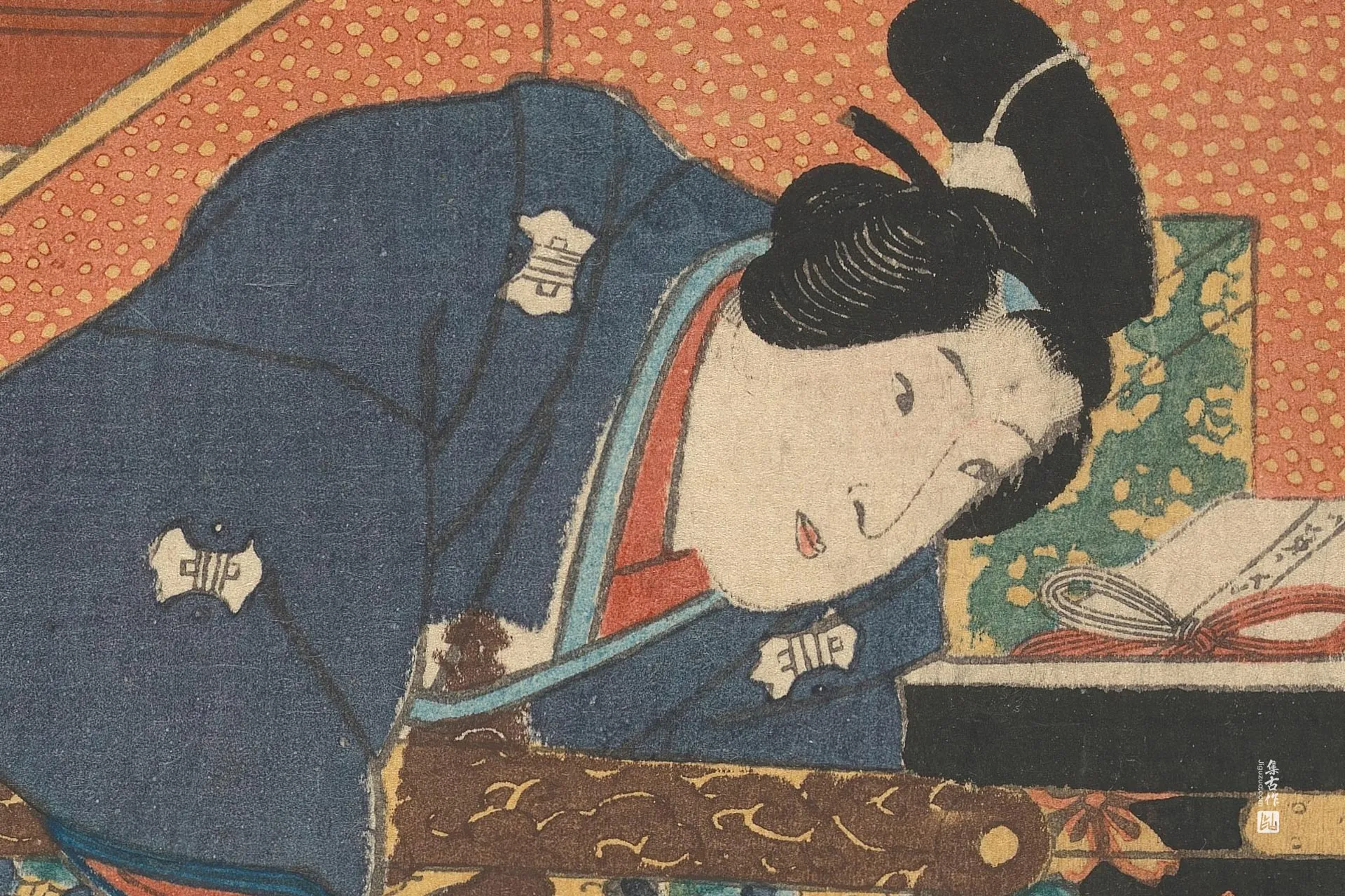 歌川国贞《乡村源氏与年轻侍从》高清局部 (2)