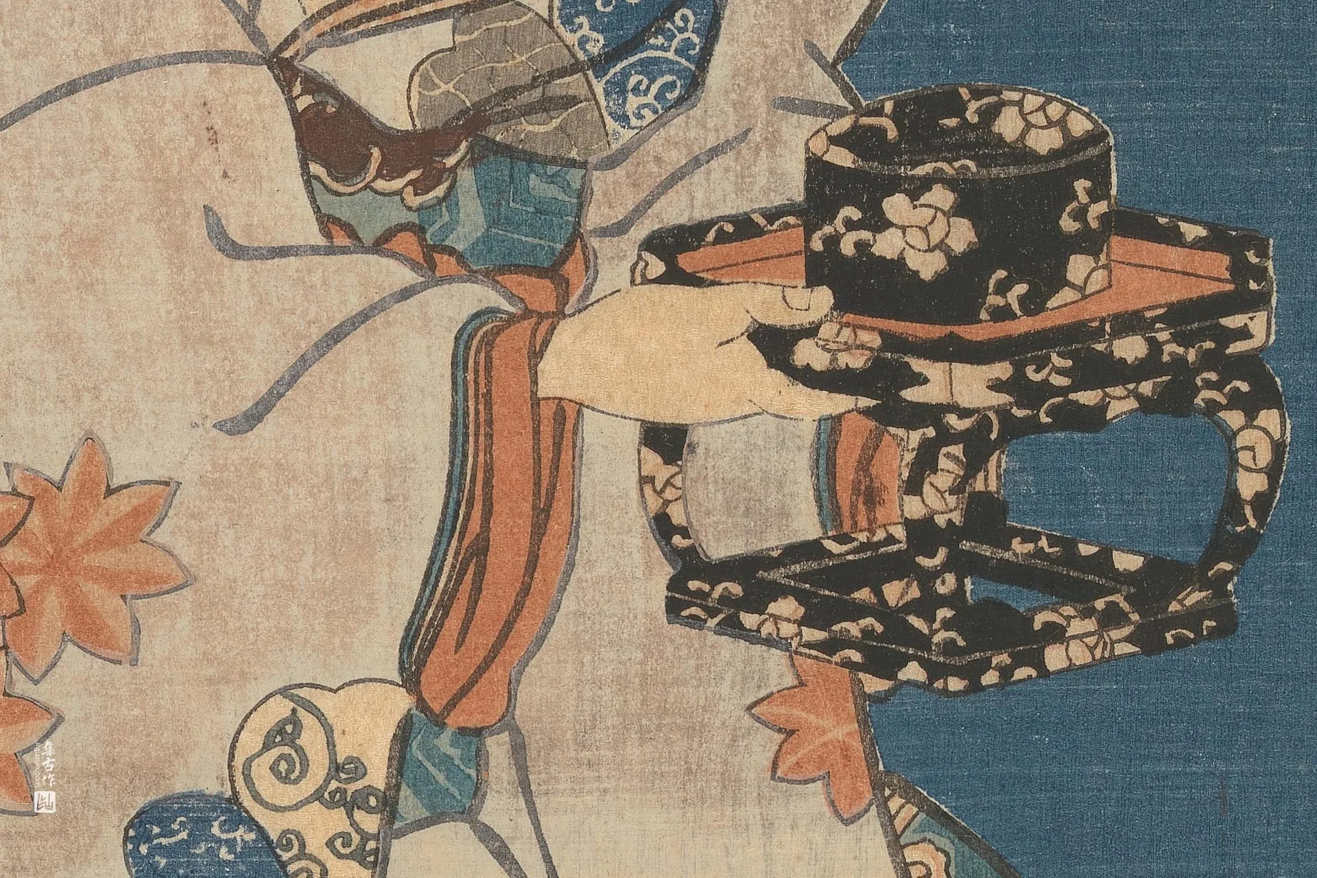 歌川国贞《手持托盘的女人》高清局部 (2)