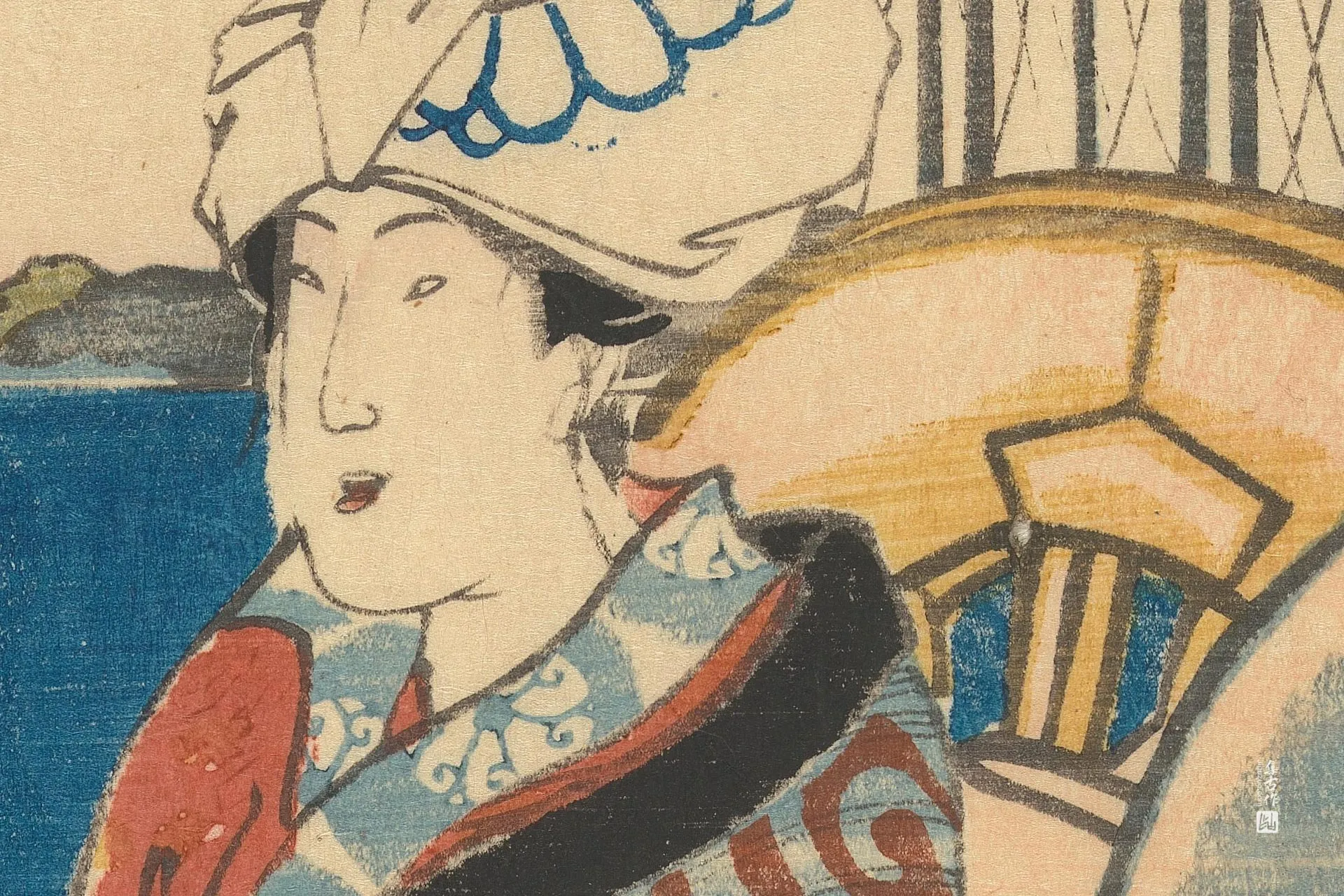 歌川国贞《拿烟斗的女人》高清局部 (1)
