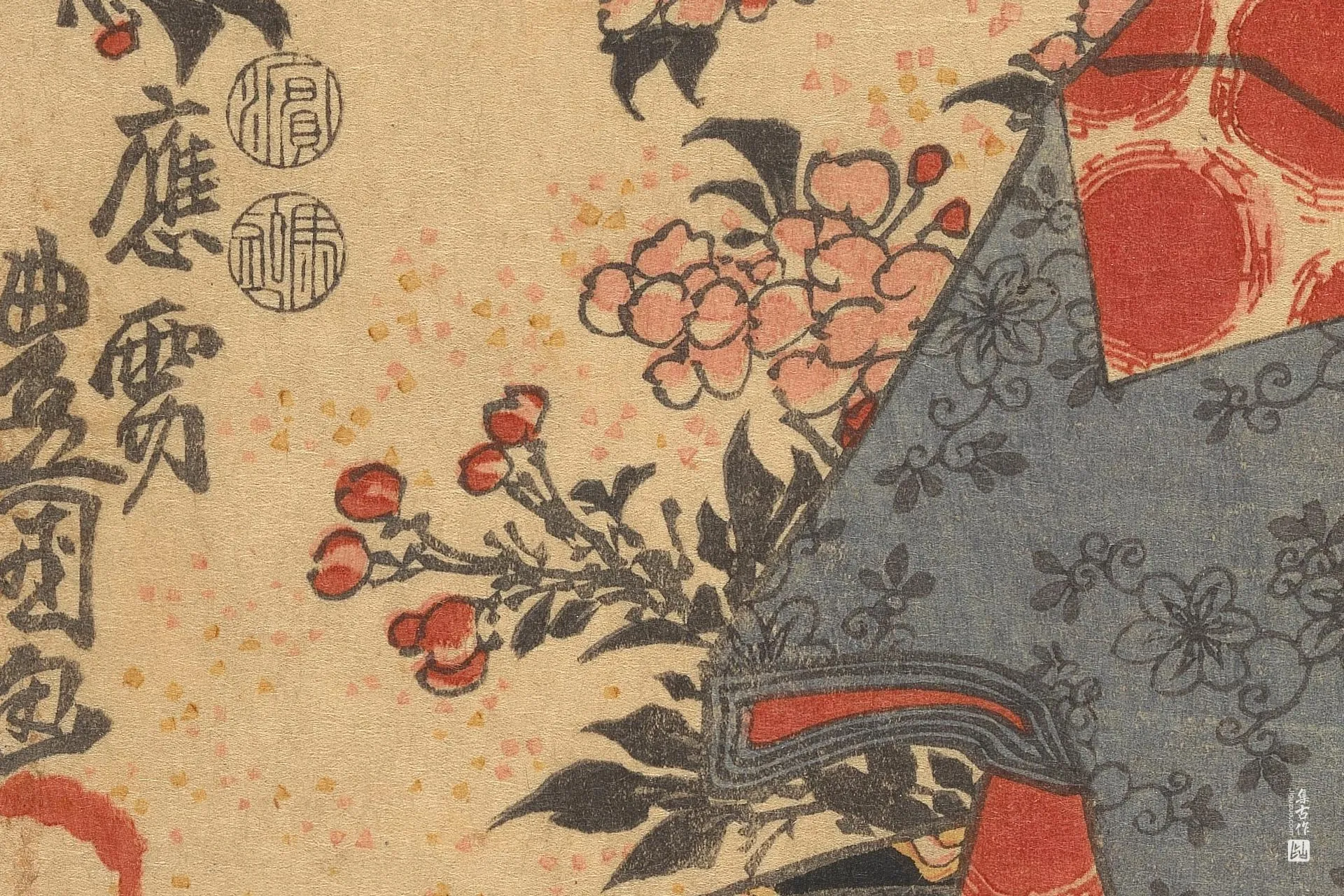 歌川国贞《花、鸟、风与月》高清局部 (3)