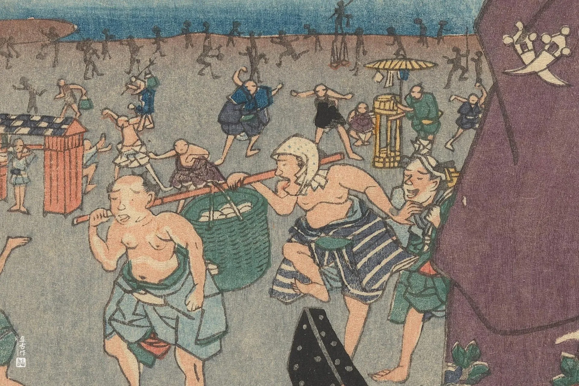 歌川国贞《乡村源氏站在船上》高清局部 (3)