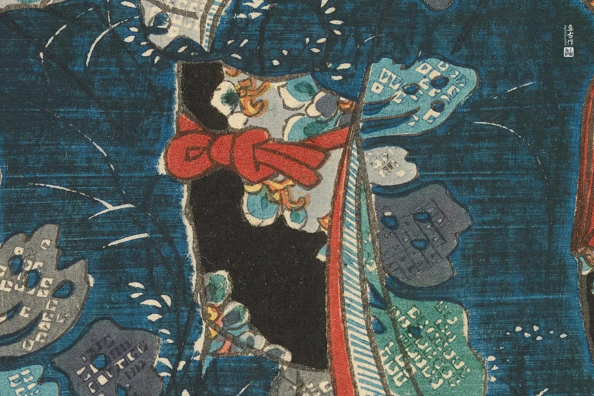 歌川国贞《站在屏风后的女侍》高清局部 (2)