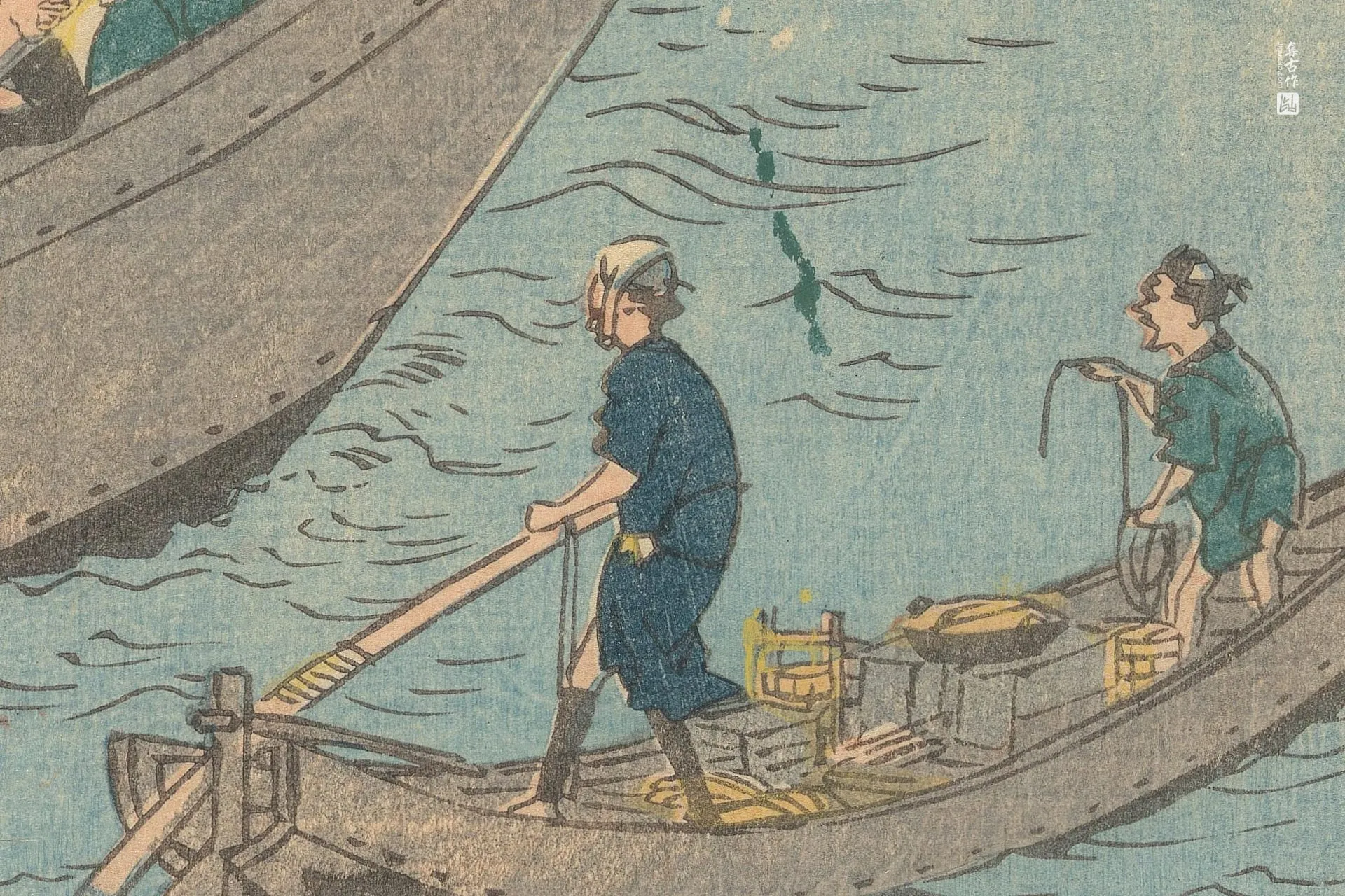 歌川广重《桑名:七里渡船》高清局部 (1)