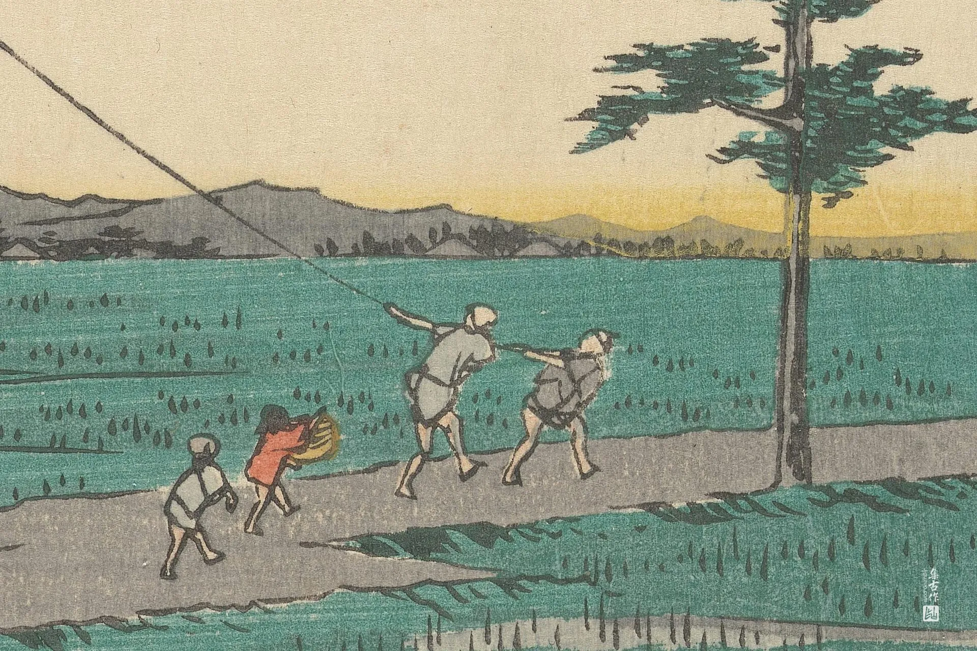 歌川广重《袋井:远州的名产风筝》高清局部 (2)