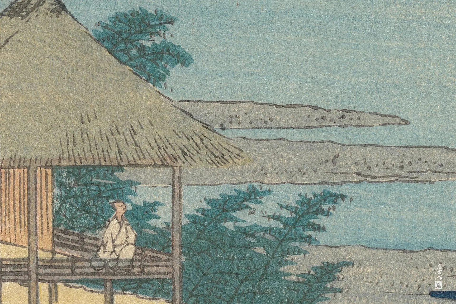 歌川广重《蒲原:从岩渊丘眺望富士川》高清局部 (2)