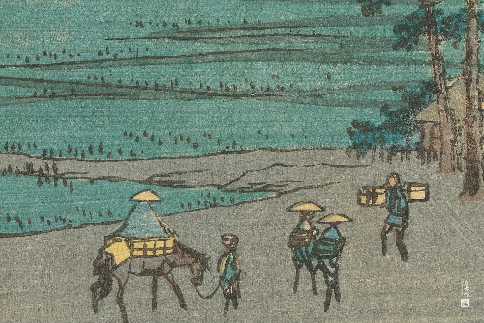 歌川广重《原:爱鹰山与富士山景色》高清局部 (1)
