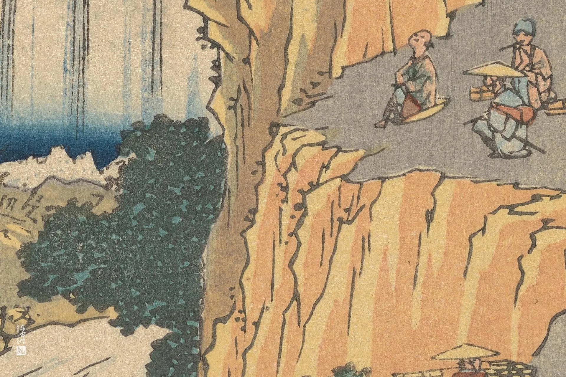 歌川广重《坂之下:洞中观音》高清局部 (3)
