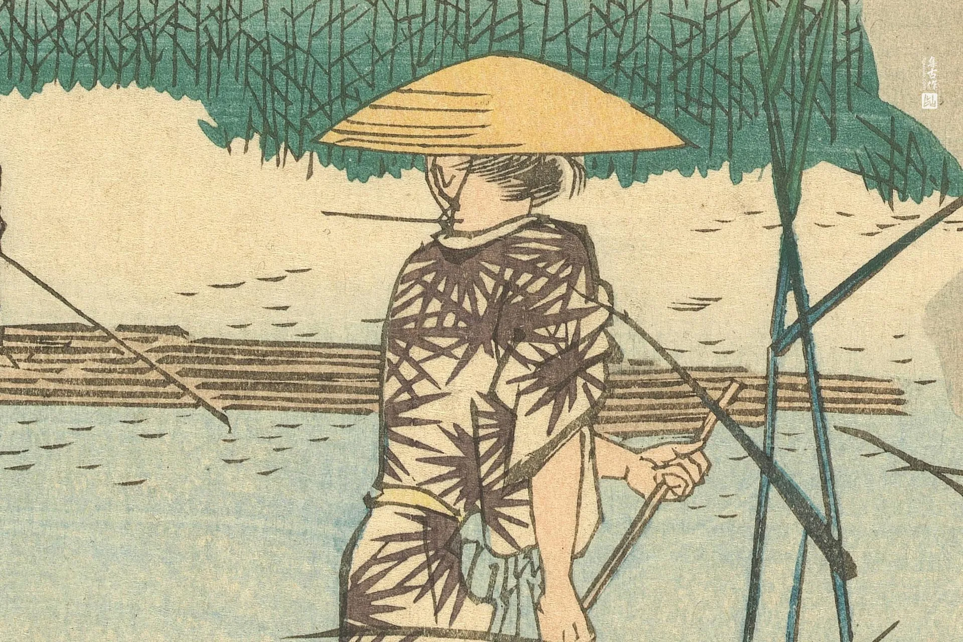 歌川广重《相模川》高清局部 (1)