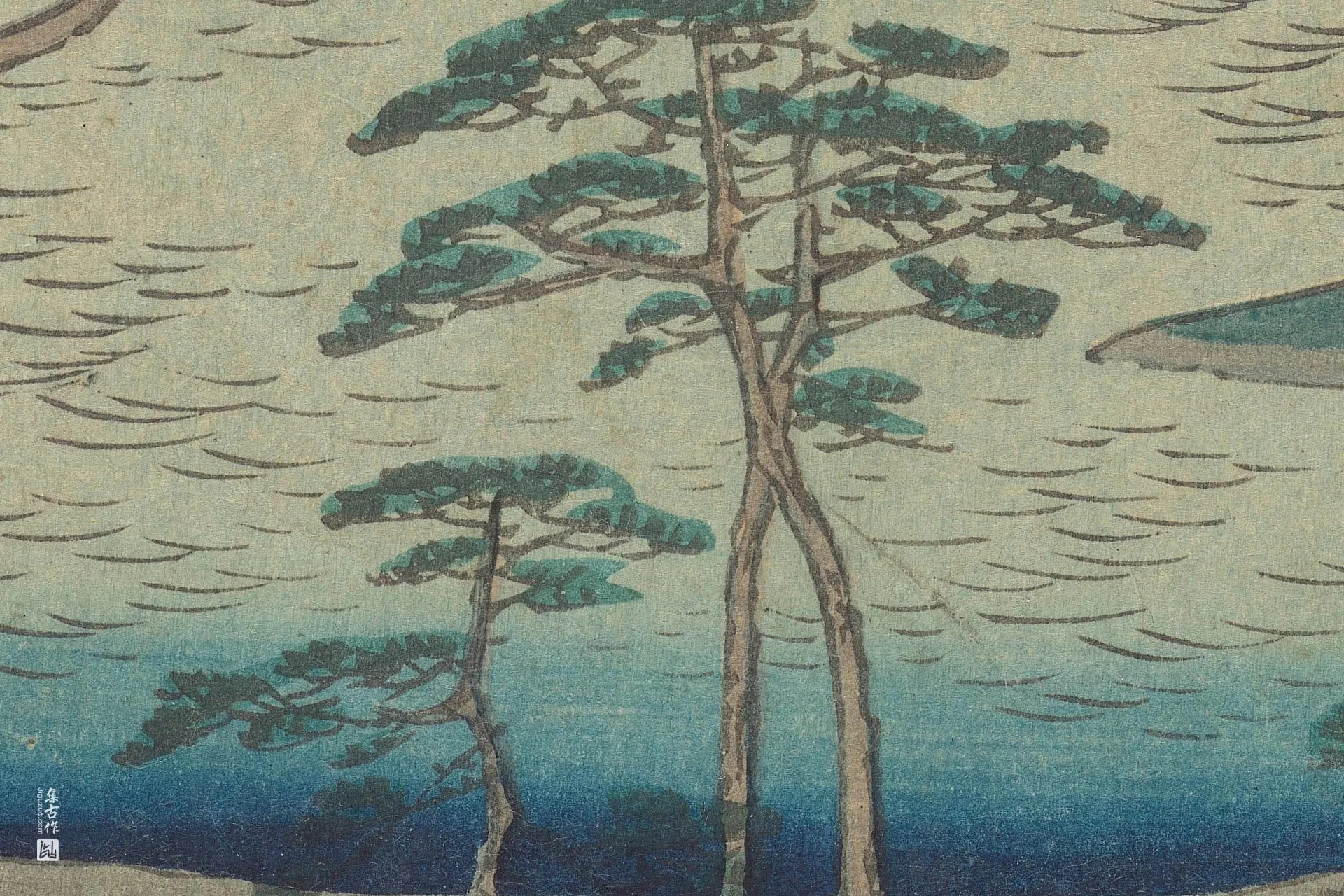 歌川广重《上总国黑户湾》高清局部 (3)