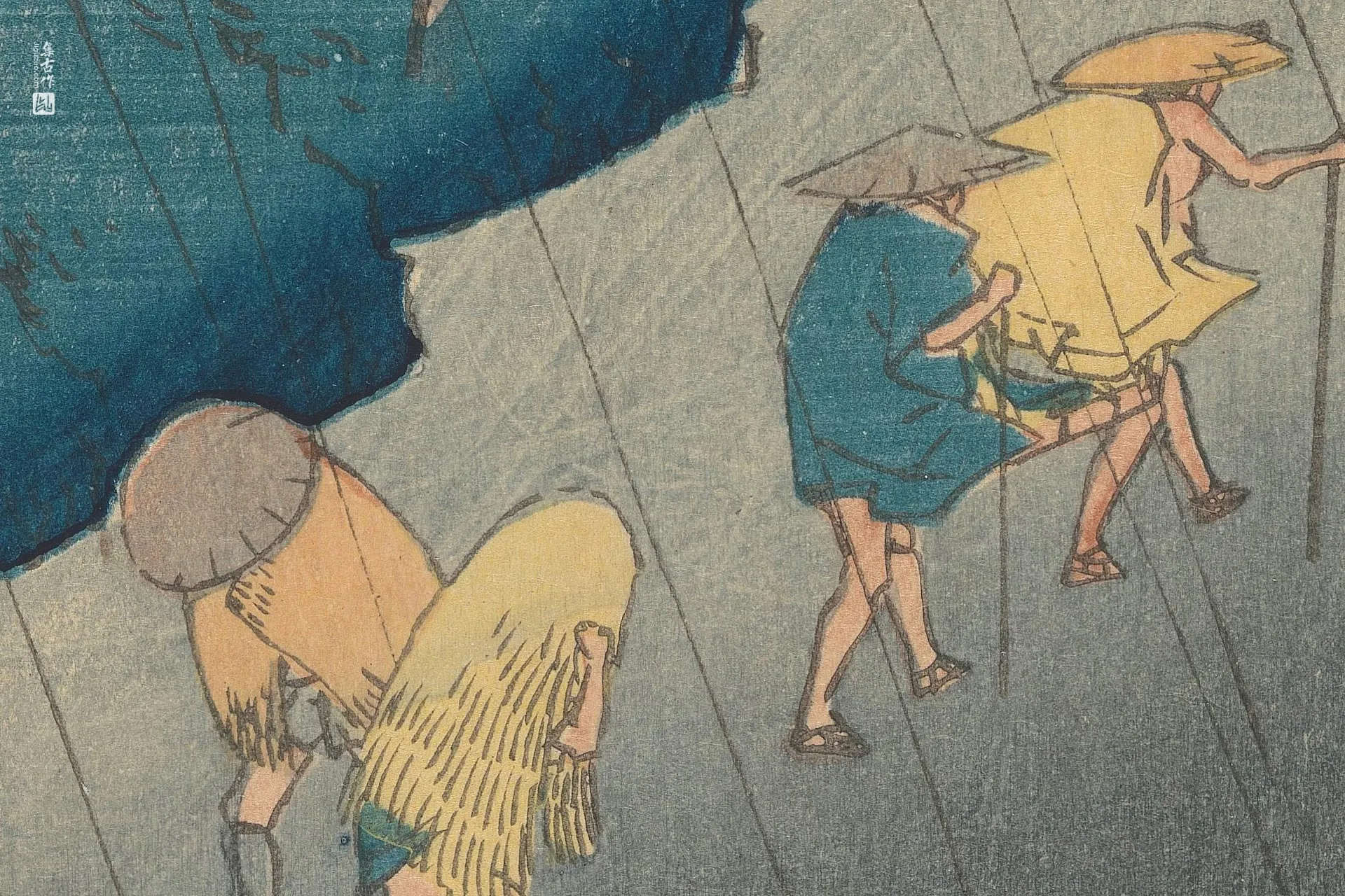 歌川广重《龟山:风、雨与雷》高清局部 (2)