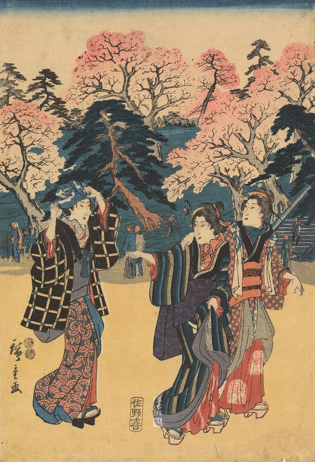 歌川广重《三位漫步的妇女》
