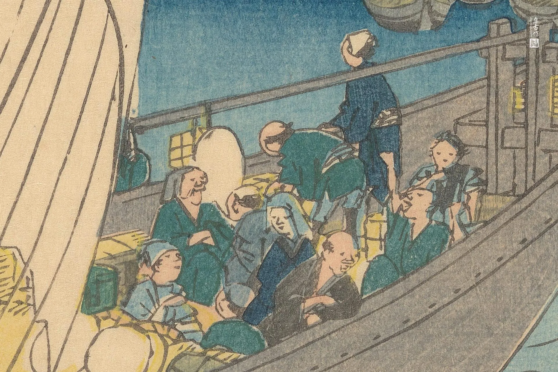 歌川广重《桑名:七里渡船》高清局部 (2)
