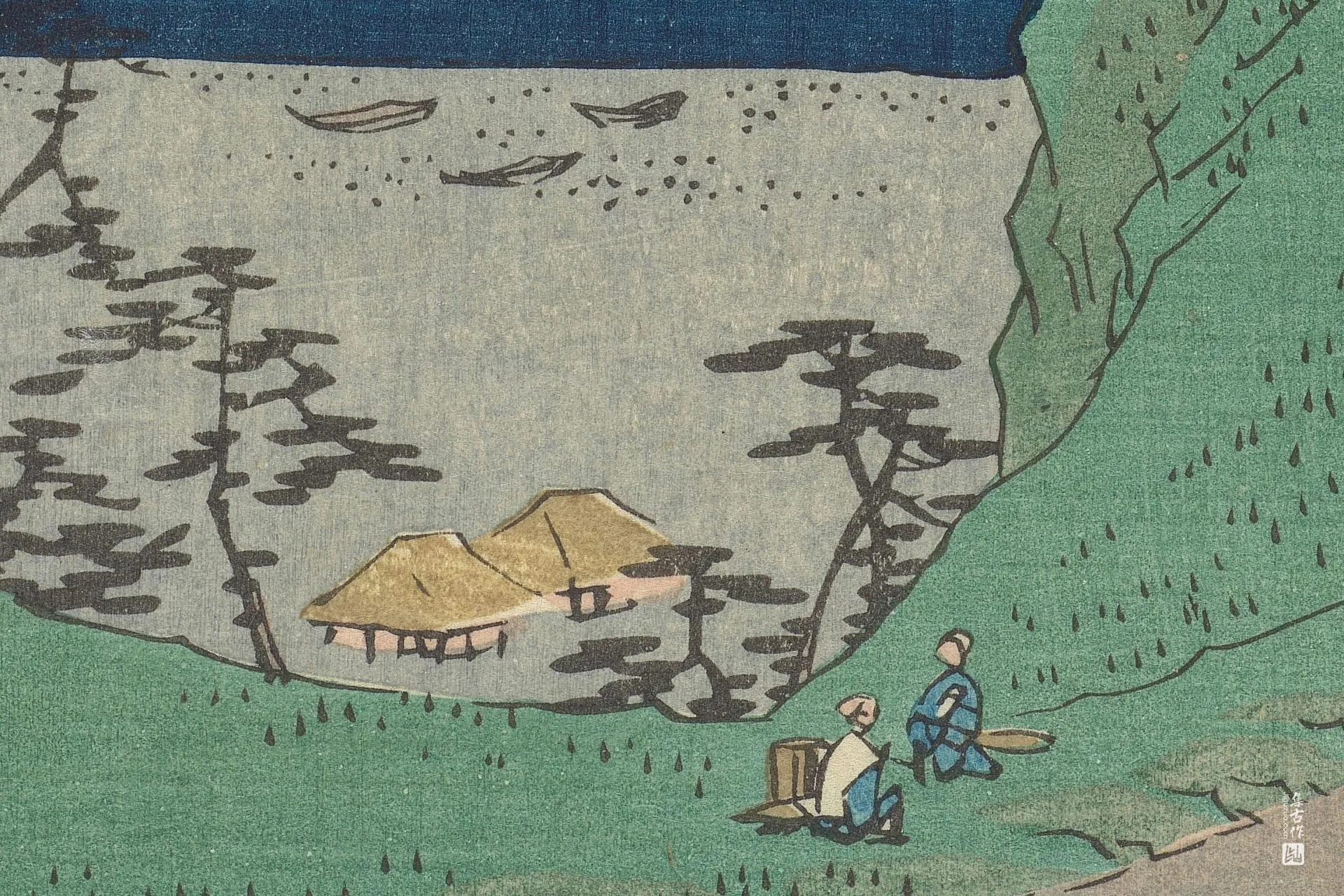 歌川广重《白须贺:潮见坂之景》高清局部 (3)