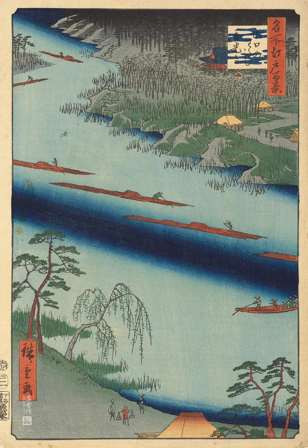 歌川广重《河口渡口与善光寺》