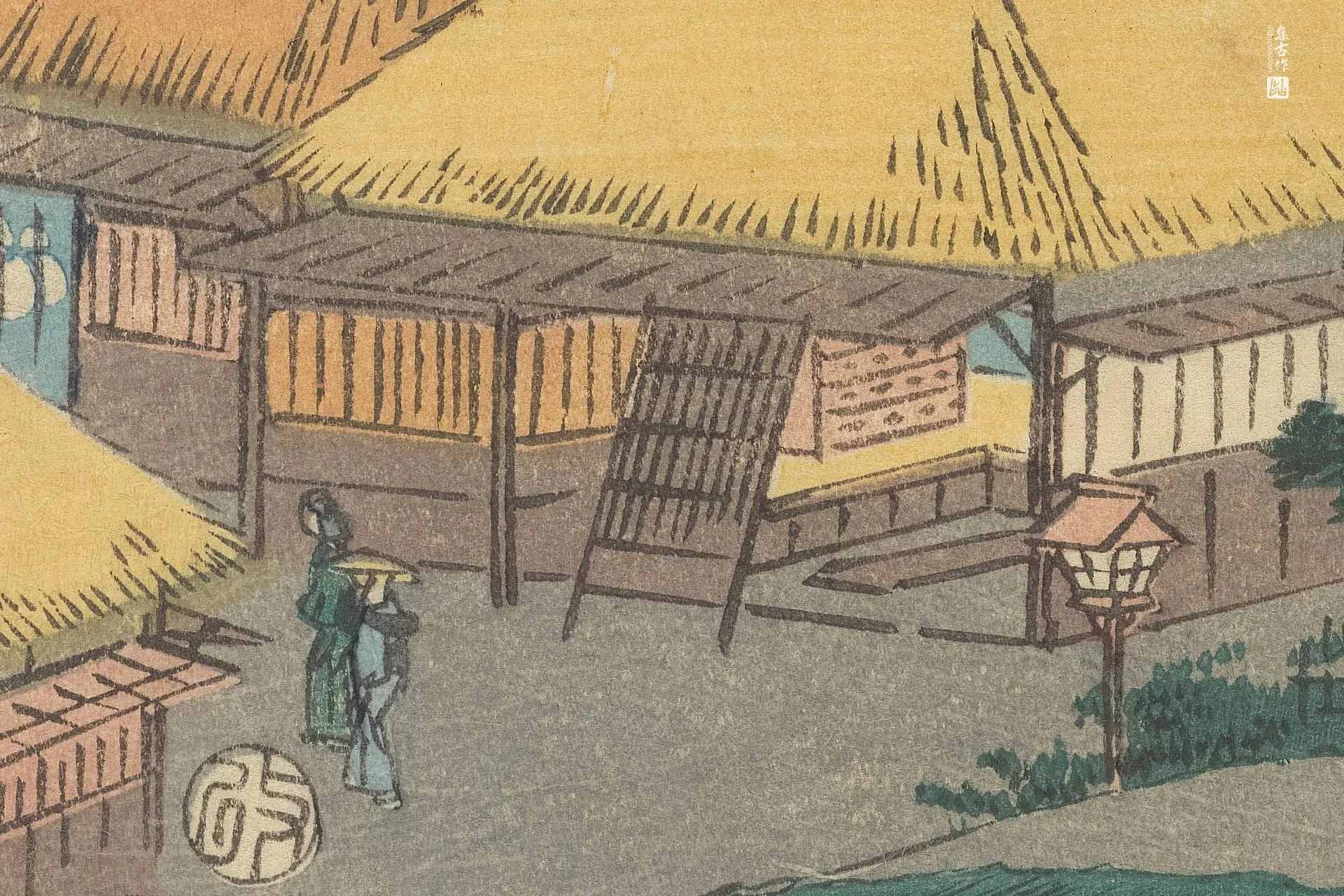 歌川广重《四日市:三重川与那古湾》高清局部 (1)