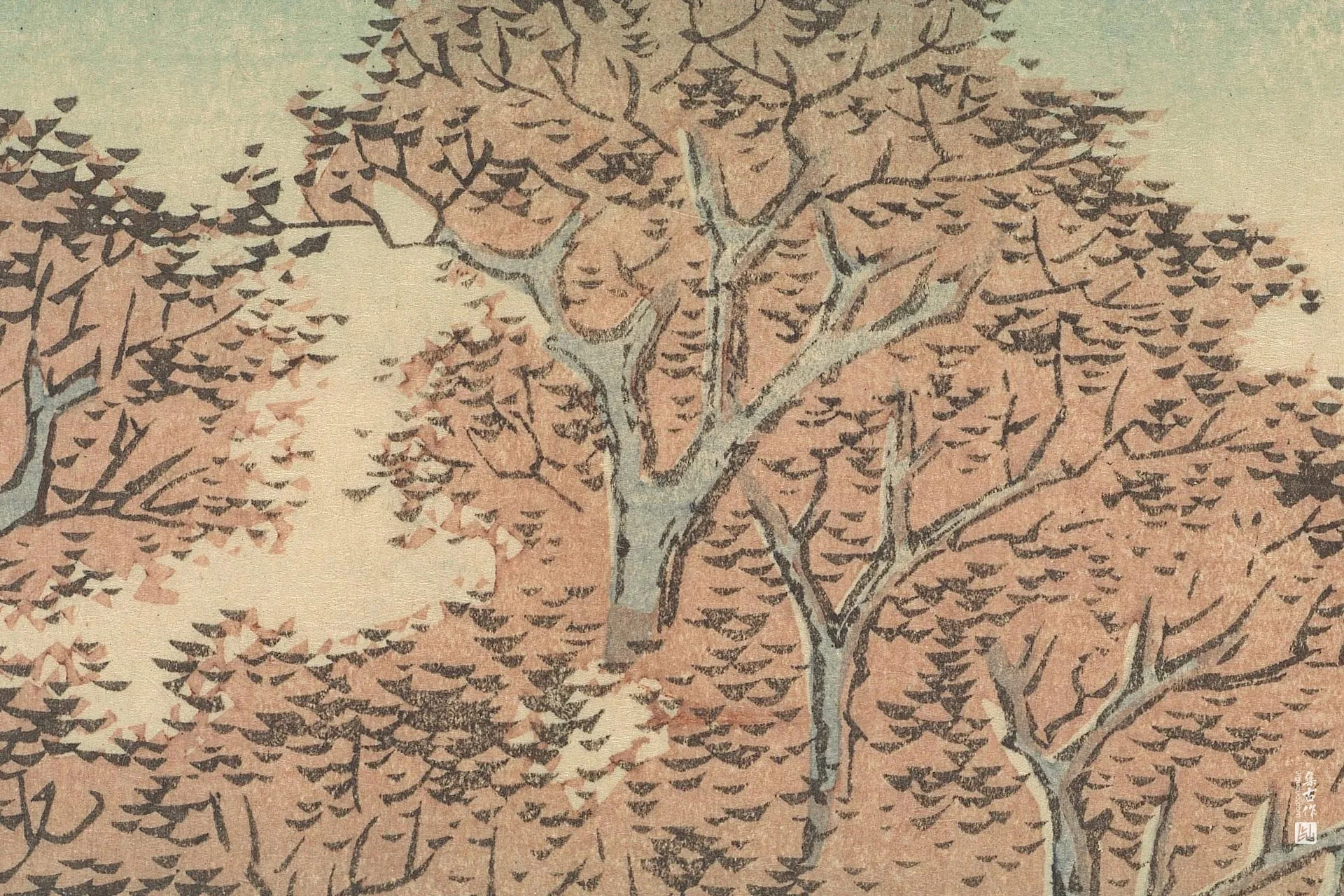 歌川广重《水口:平松山麓的著名松树》高清局部 (3)