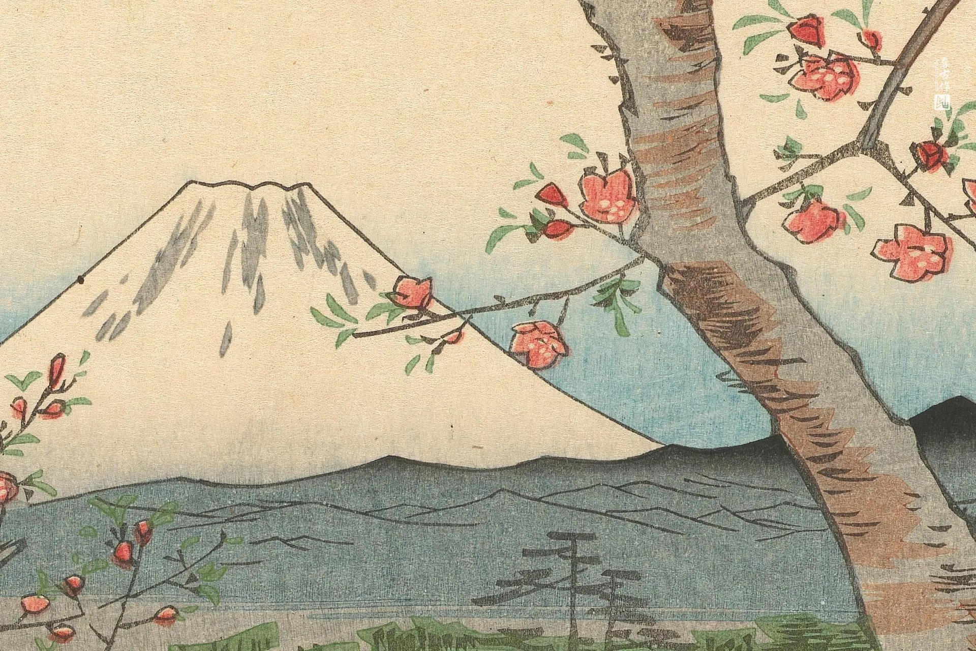 歌川广重《武藏国越谷郊外》高清局部 (3)