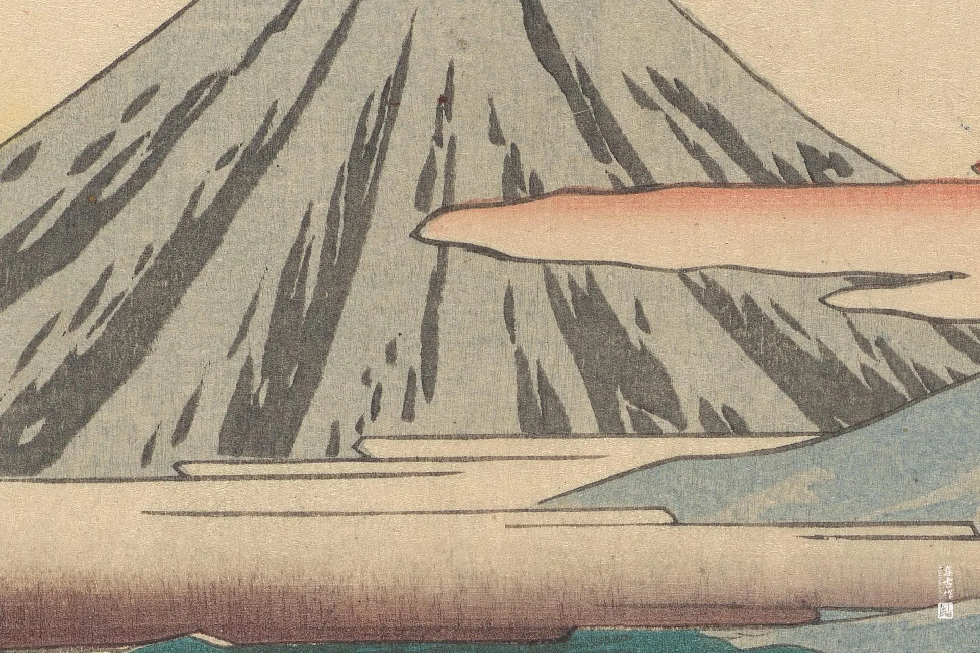 歌川广重《江尻:田子浦与三保松林》高清局部 (3)