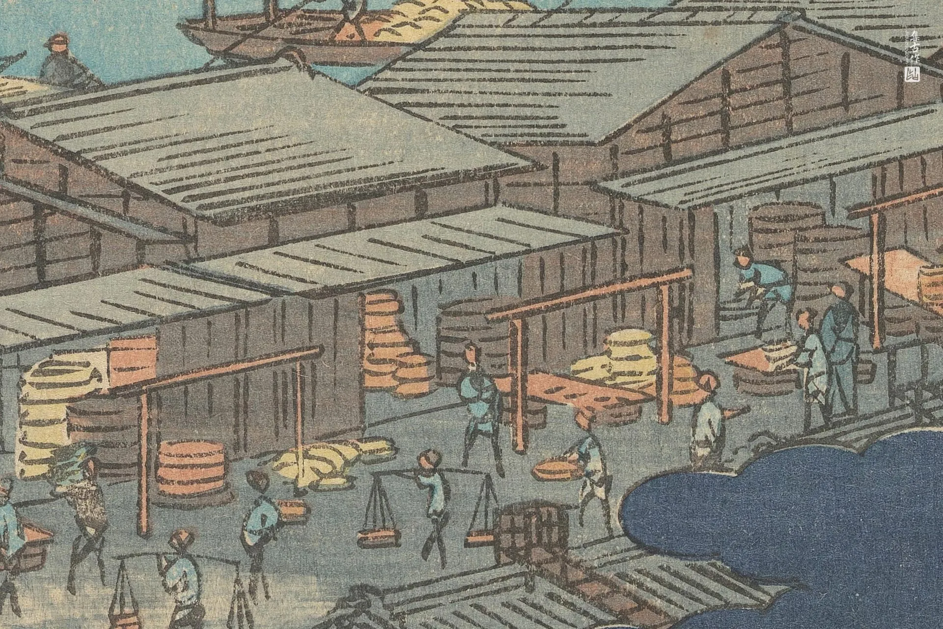 歌川广重《日本桥:黎明的景色》高清局部 (2)
