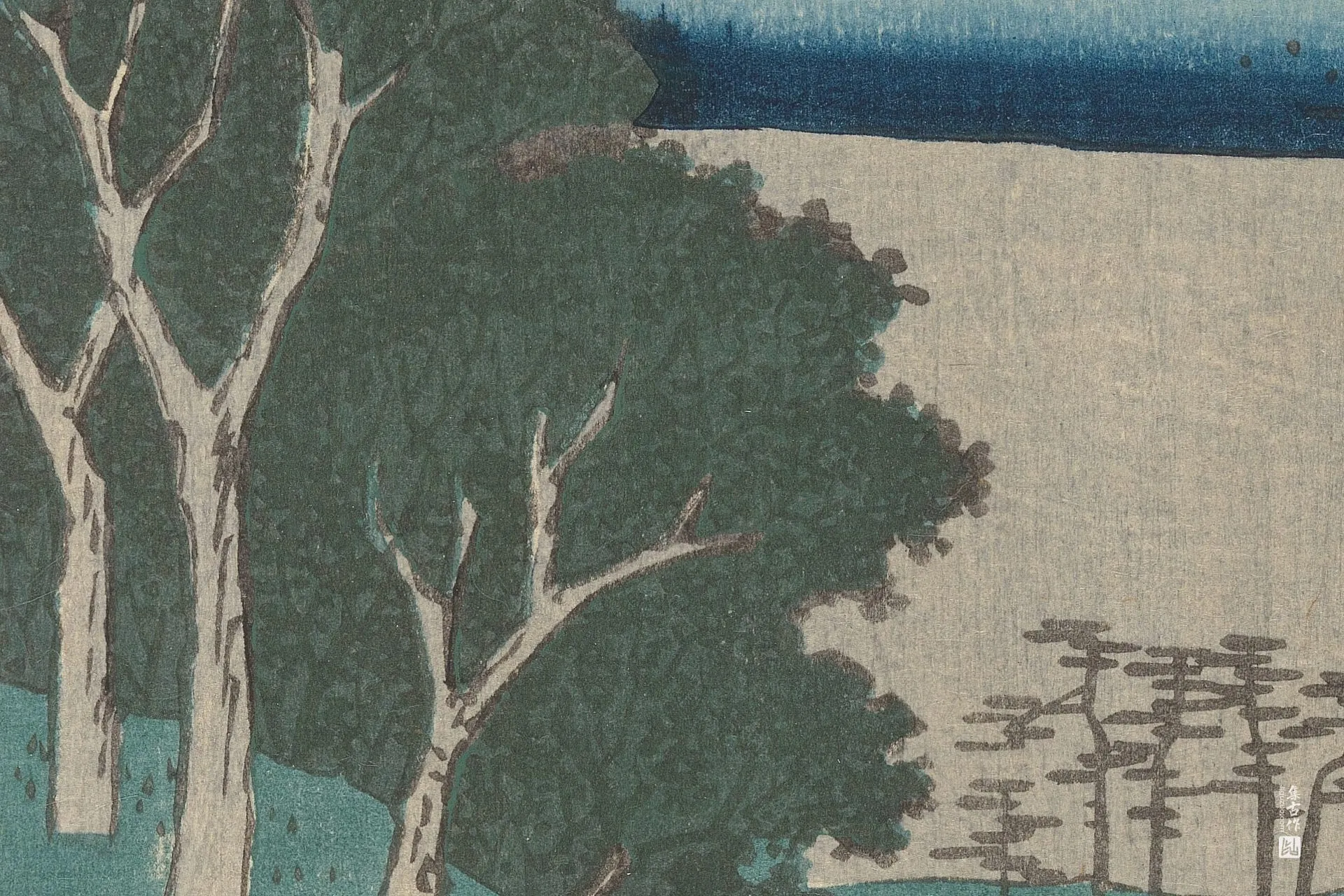 歌川广重《金谷:从山道眺望大井川》高清局部 (2)