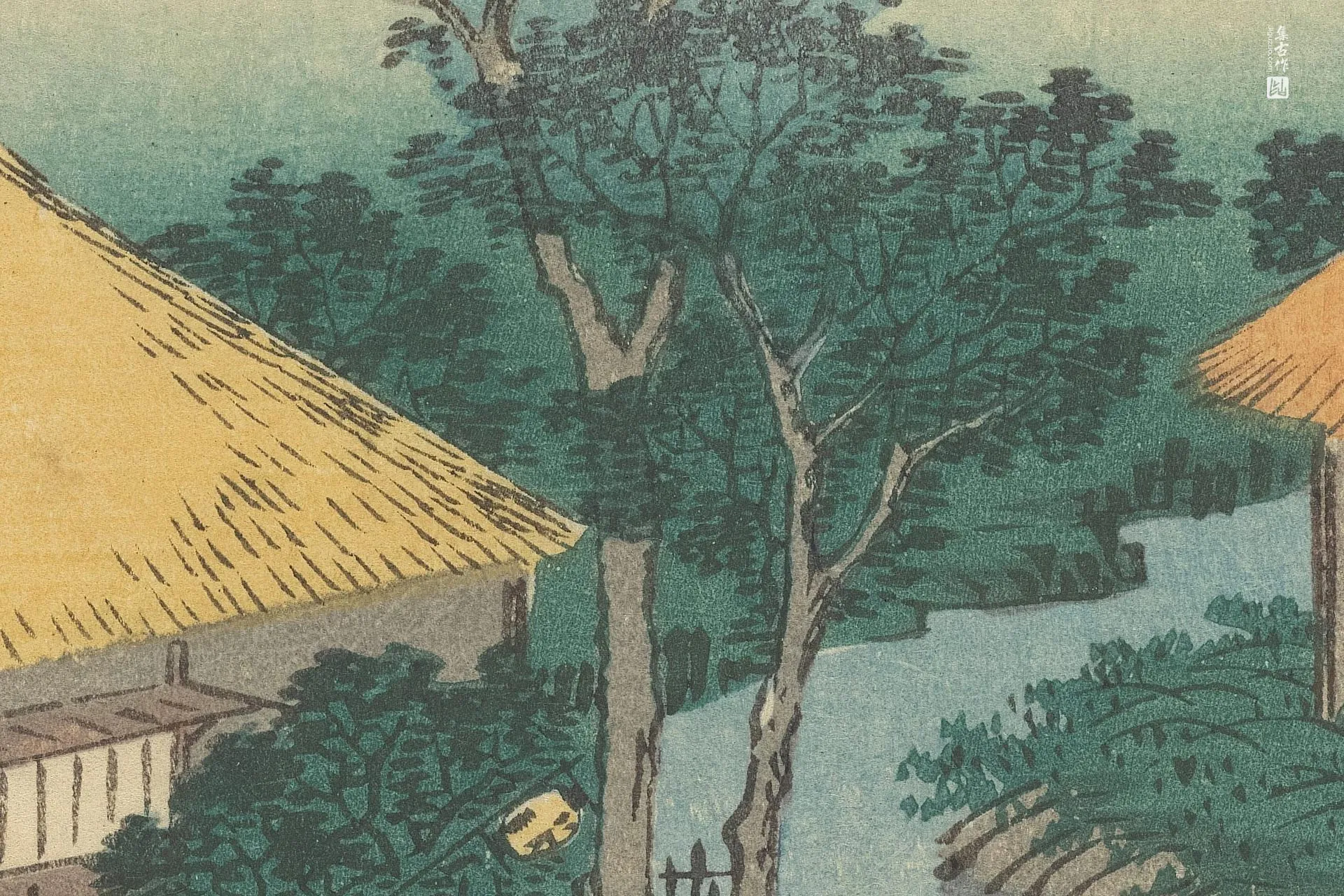 歌川广重《四日市:三重川与那古湾》高清局部 (2)