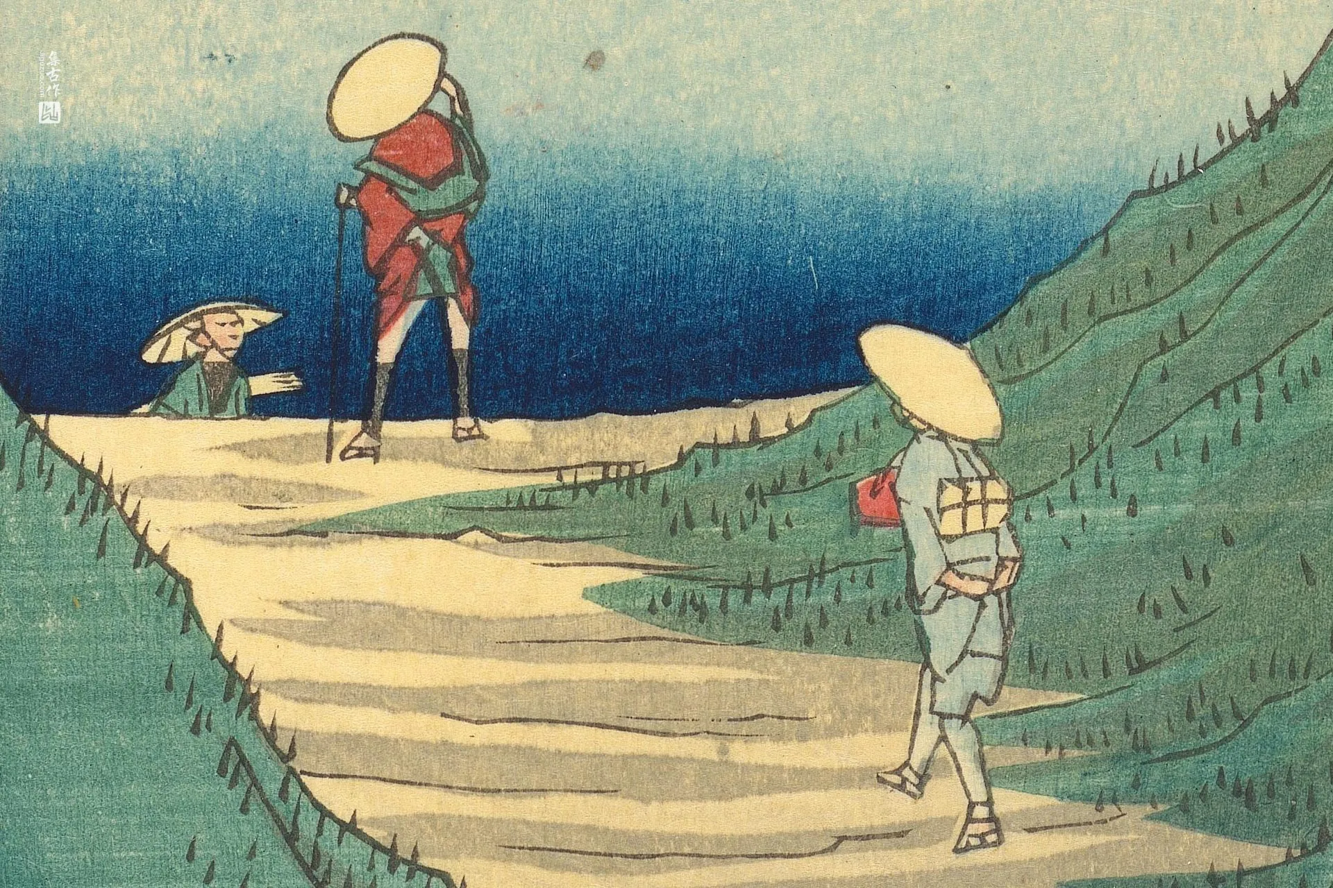 歌川广重《海国三坂关》高清局部 (1)