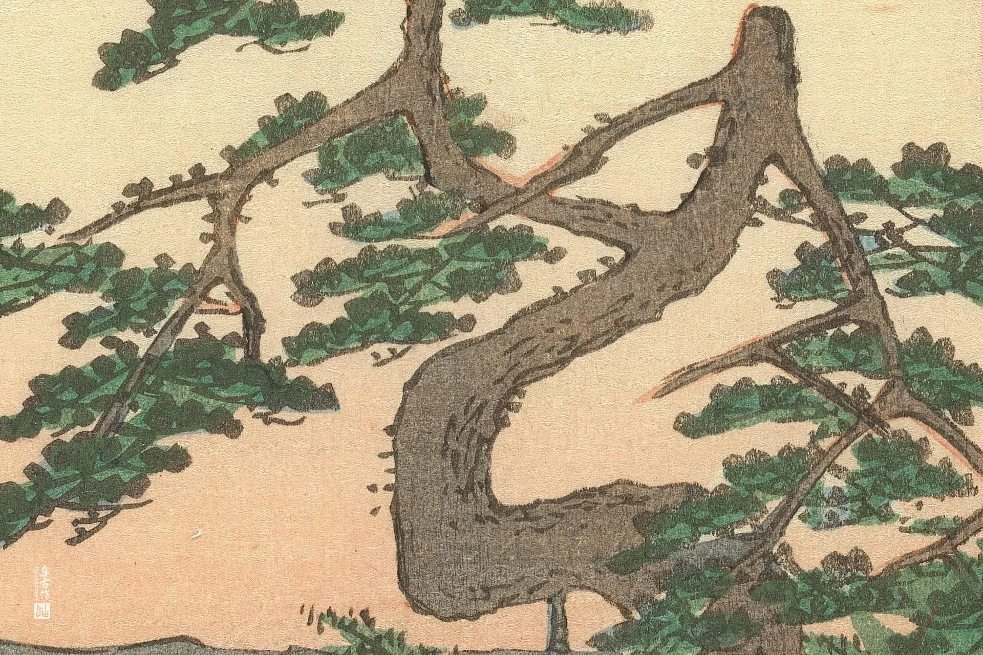 歌川广重《知立:八桥村附近菖蒲遗迹》高清局部 (2)