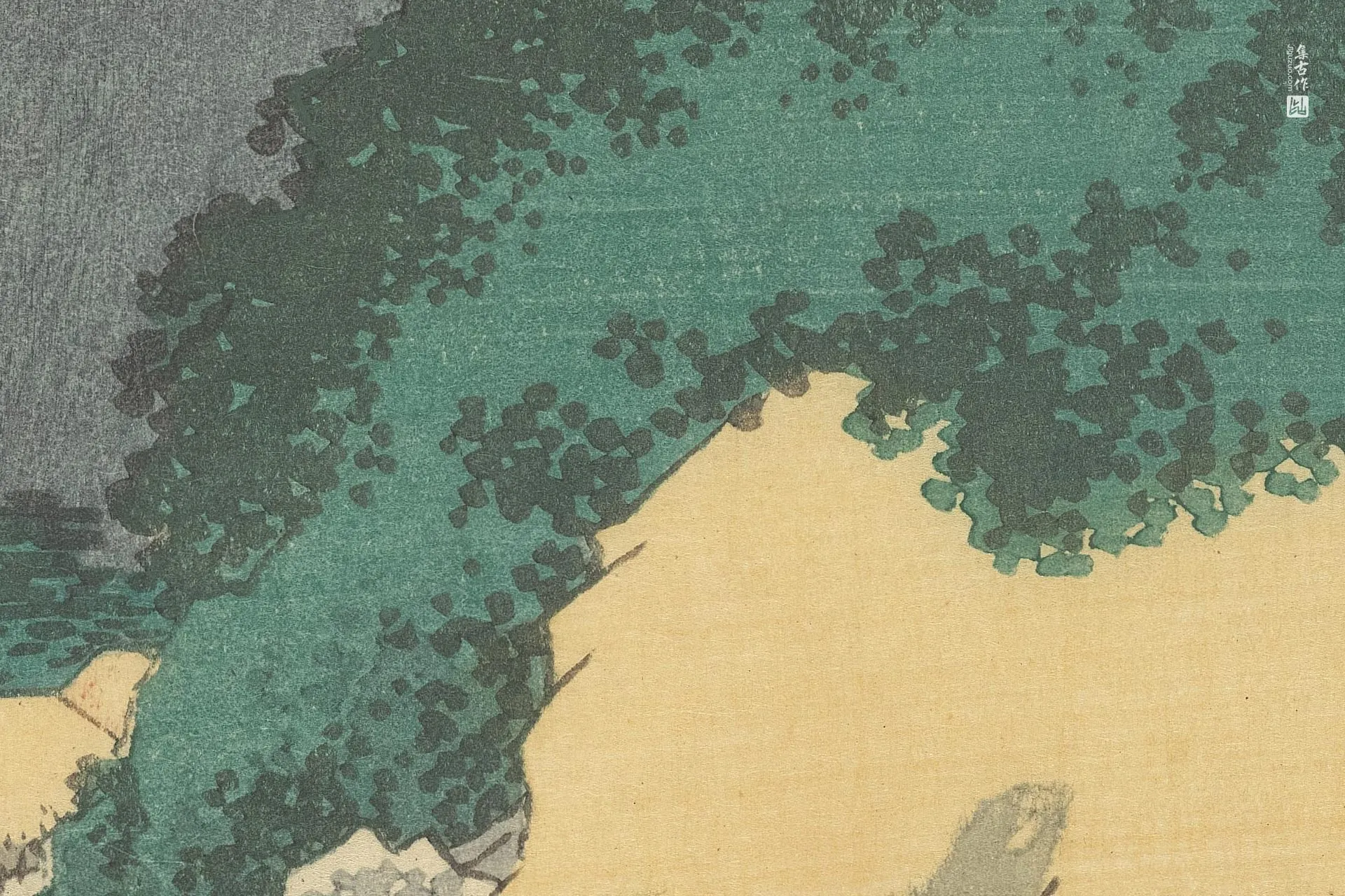 歌川广重《兴津:兴津川与萨埵岭》高清局部 (3)