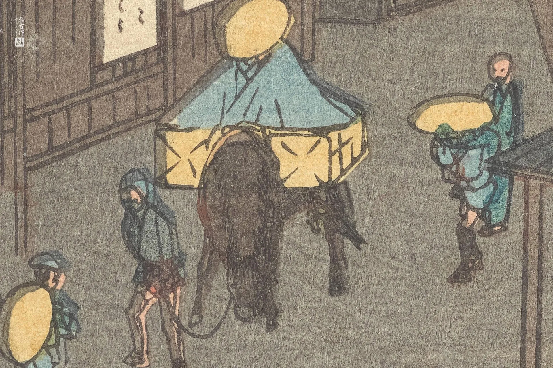 歌川广重《五雨》高清局部 (1)