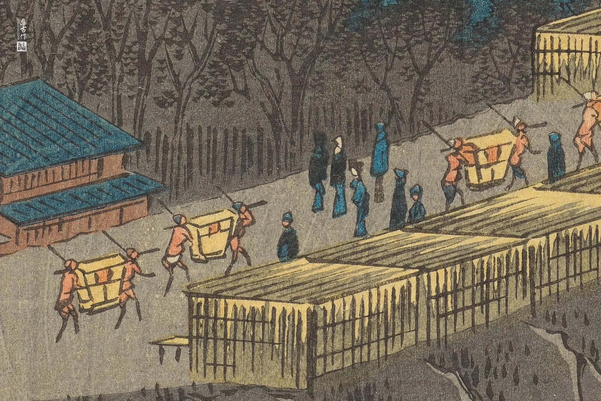 歌川广重《吉原附近的日本堤》高清局部 (2)